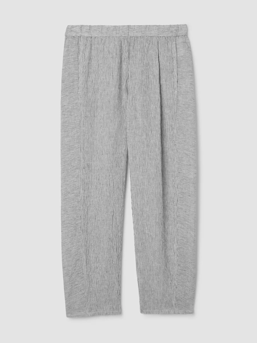 Puckered Organic Linen Stripe Lantern Pant - 1