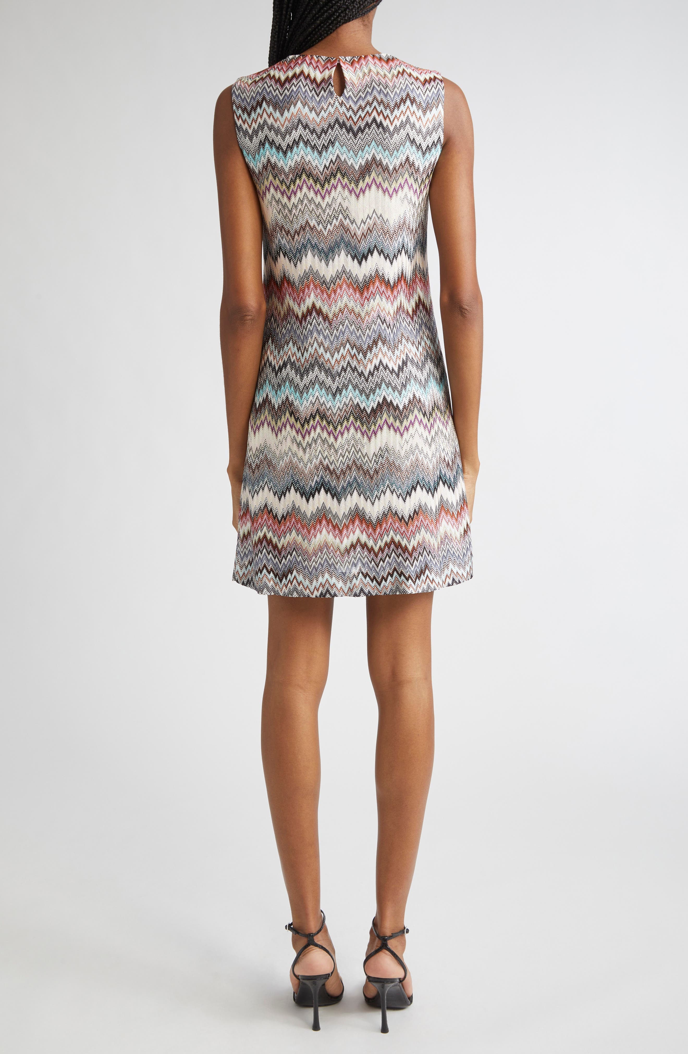 Missoni Zigzag Stripe Sleeveless Knit Minidress in Multi Wht Blue Brown at Nordstrom - 2