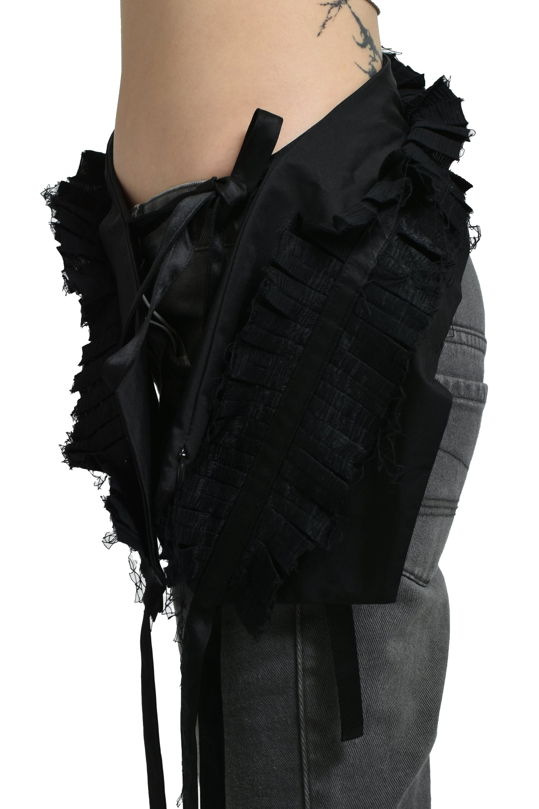 PLEATS LAYERED POUCH BELT / BLK - 5