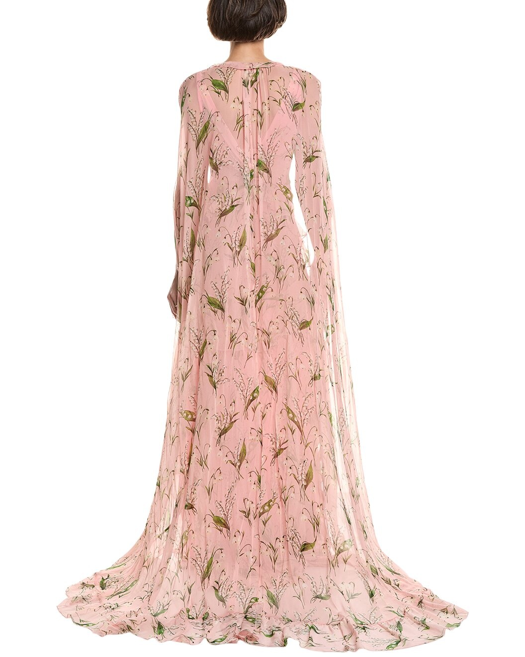 Carolina Herrera Deep V-Neck Gown with Detachable Cape - 2