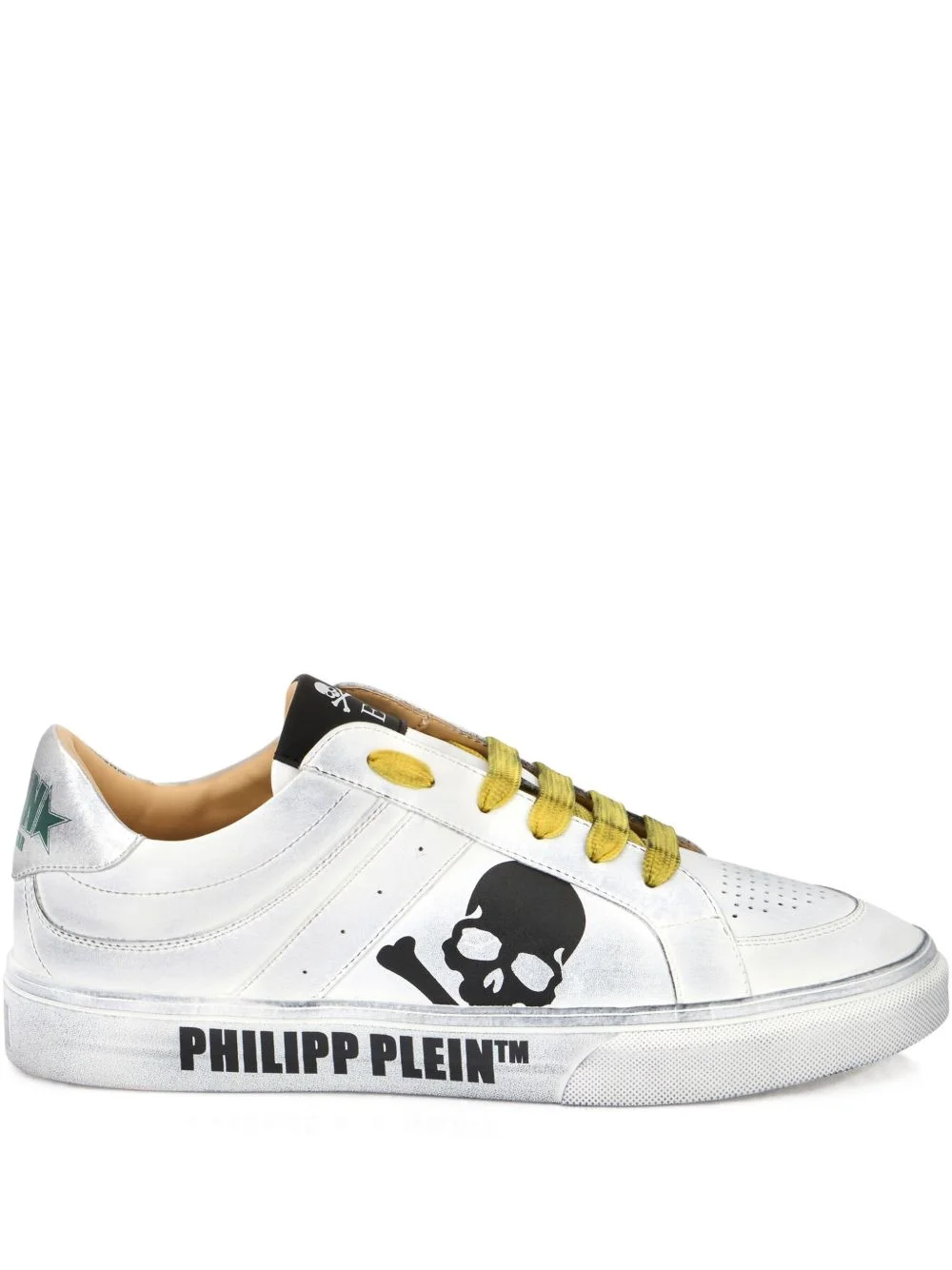 skull leather low-top trainers - 1