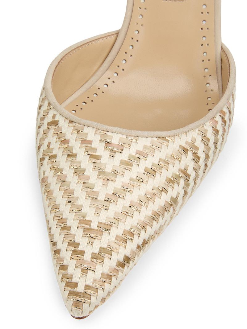 Women's 70MM Raffia Stiletto Slingback Pumps - Off White 6