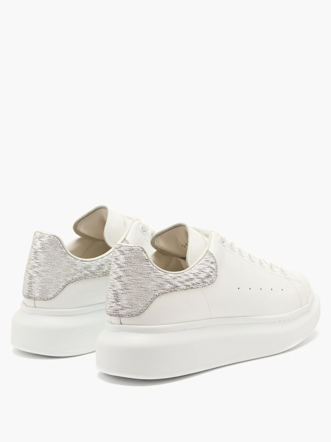 Oversized raised-sole leather trainers - 4