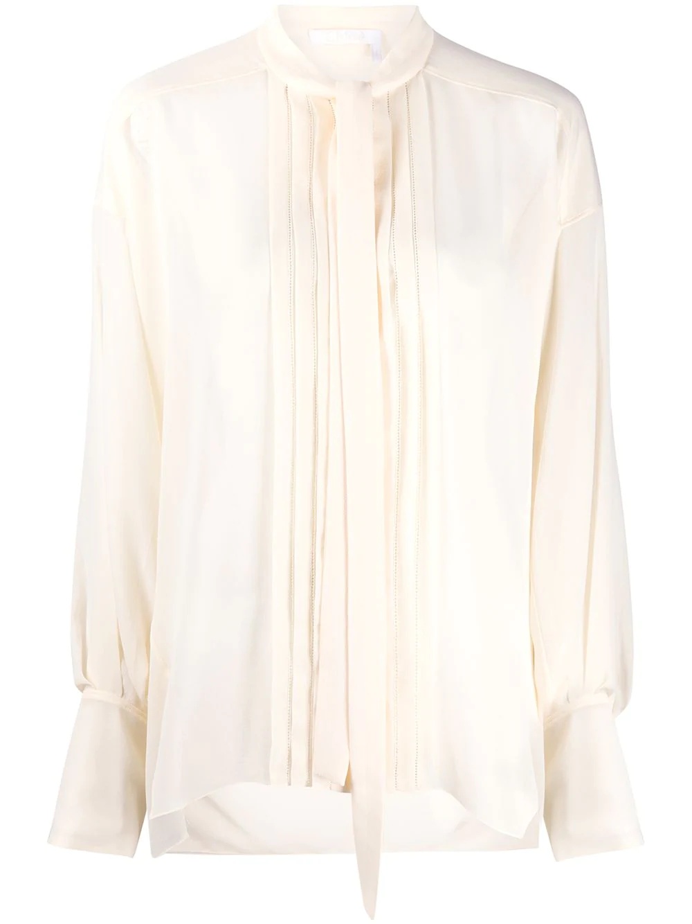 pleated bib long-sleeved shirt - 1