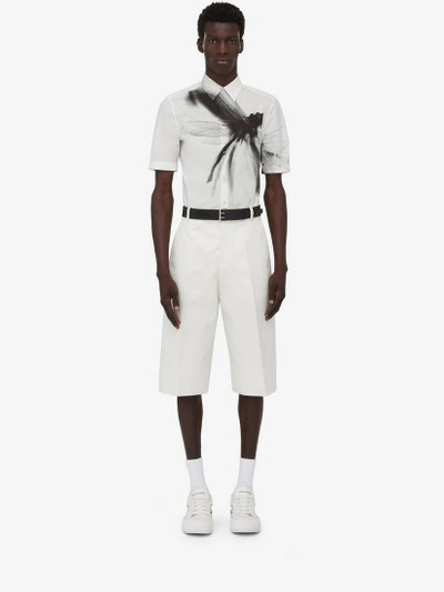 Alexander McQueen Men's Dragonfly Short Sleeve Shirt in White/black outlook