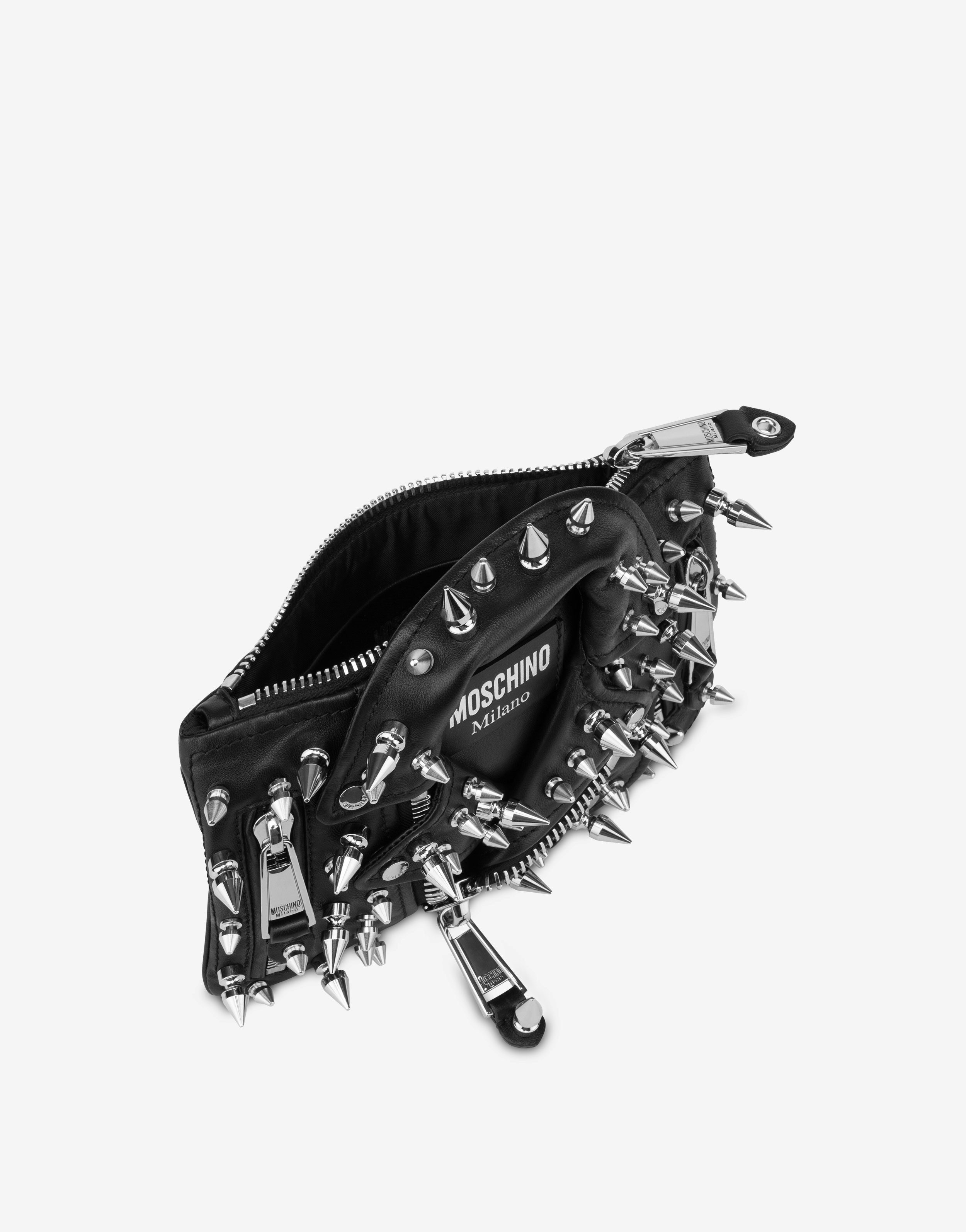 MOSCHINO BIKER BAG CLUTCH IN NAPPA LEATHER WITH STUDS - 3