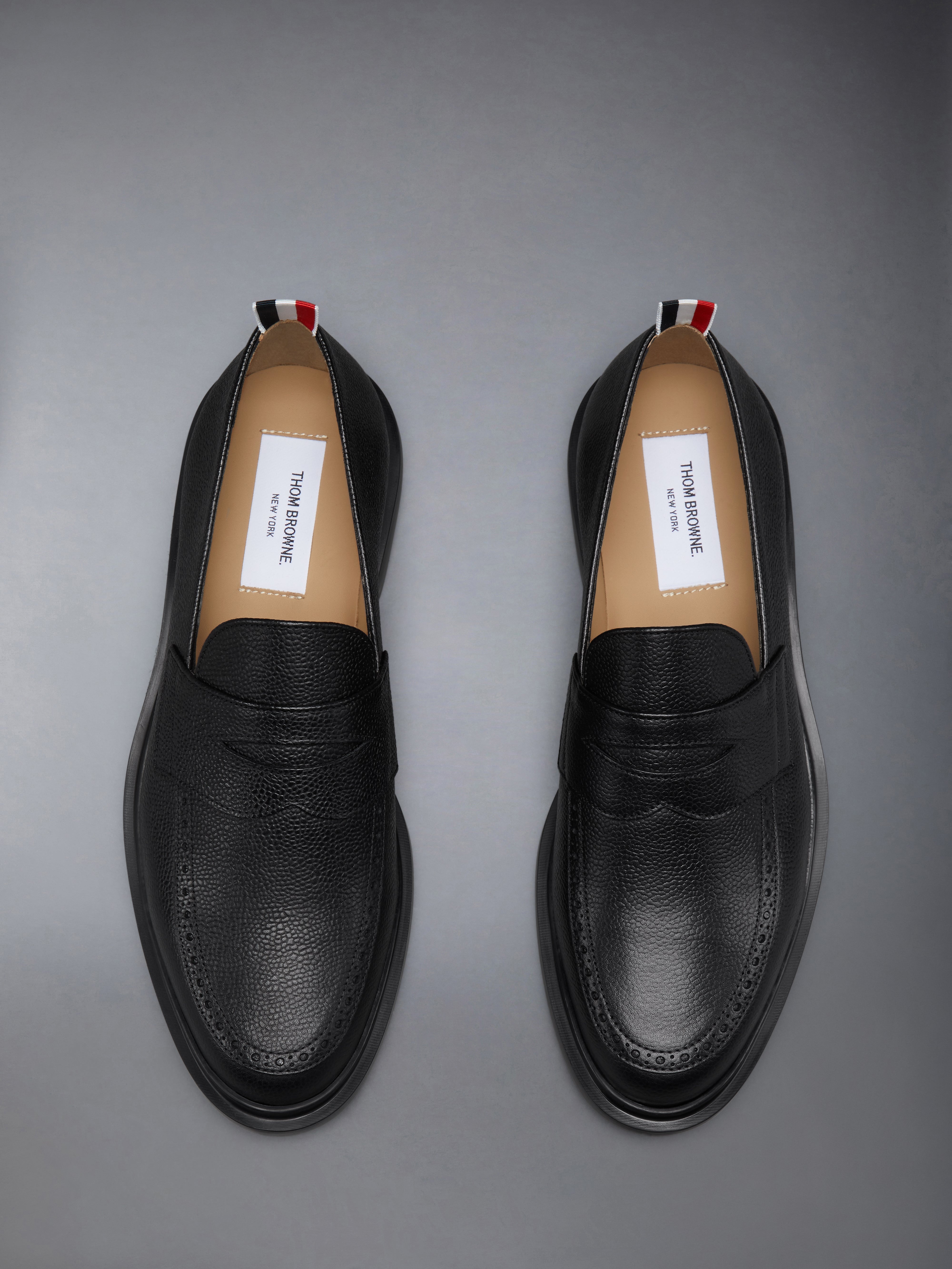 PEBBLE GRAIN LIGHTWEIGHT RUBBER SOLE PENNY LOAFERS - 5