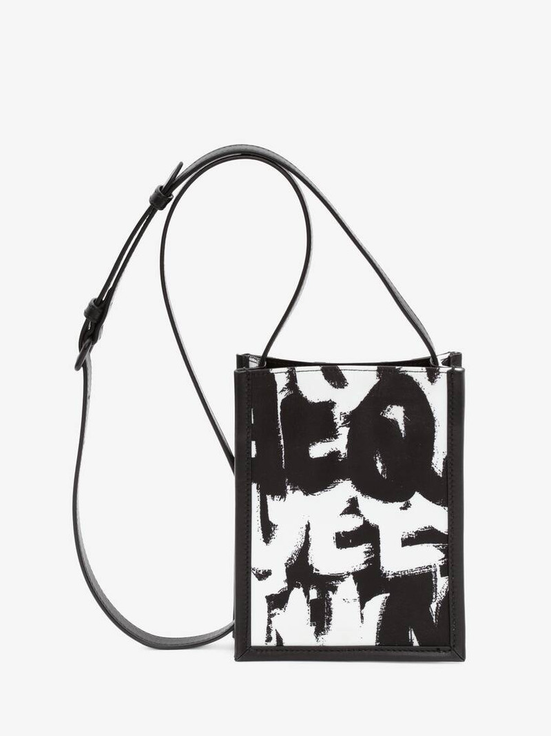 Mcqueen Graffiti Edge Mini Crossbody Bag in Black/off White 3