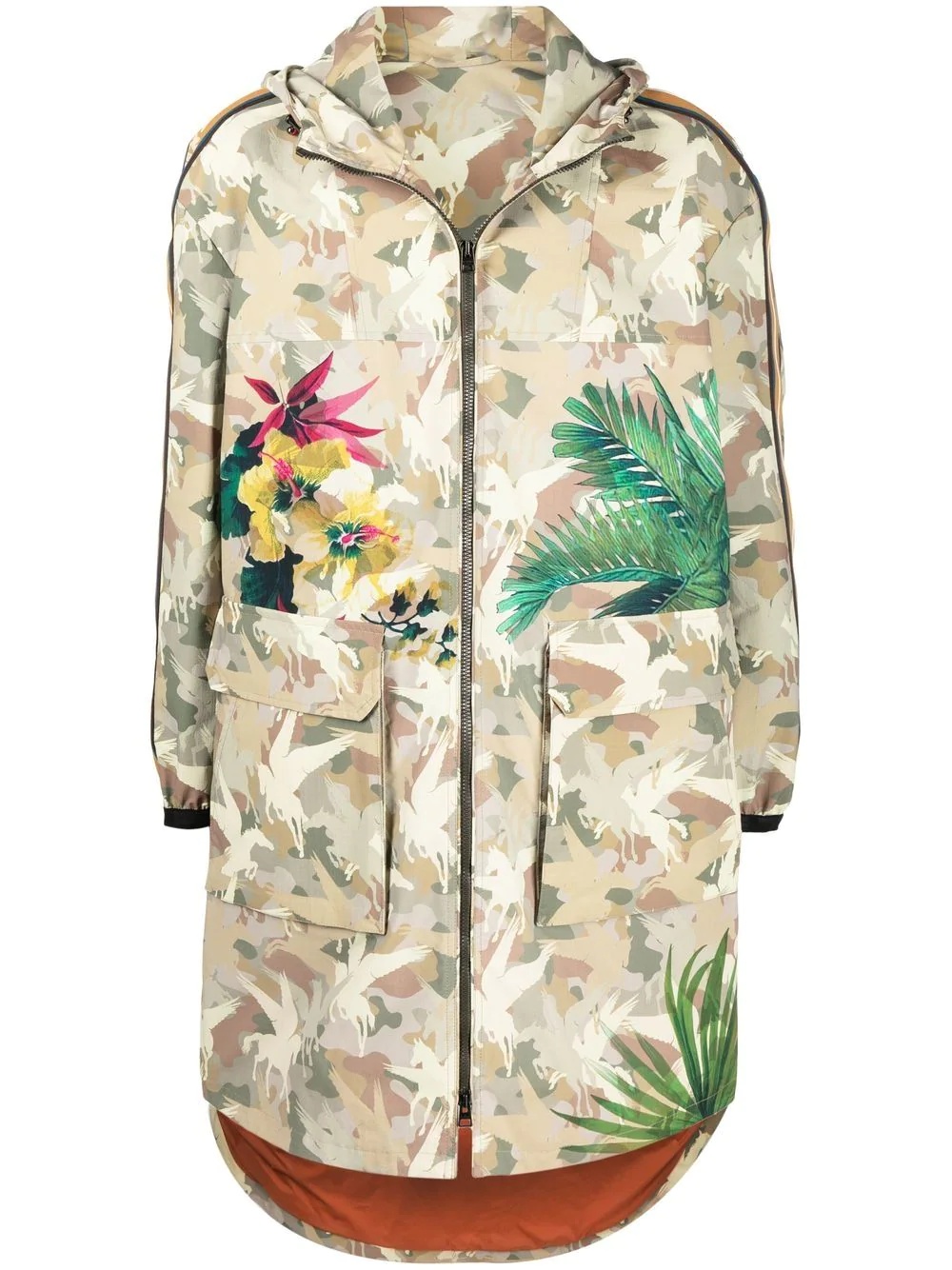 floral camouflage-print coat - 1