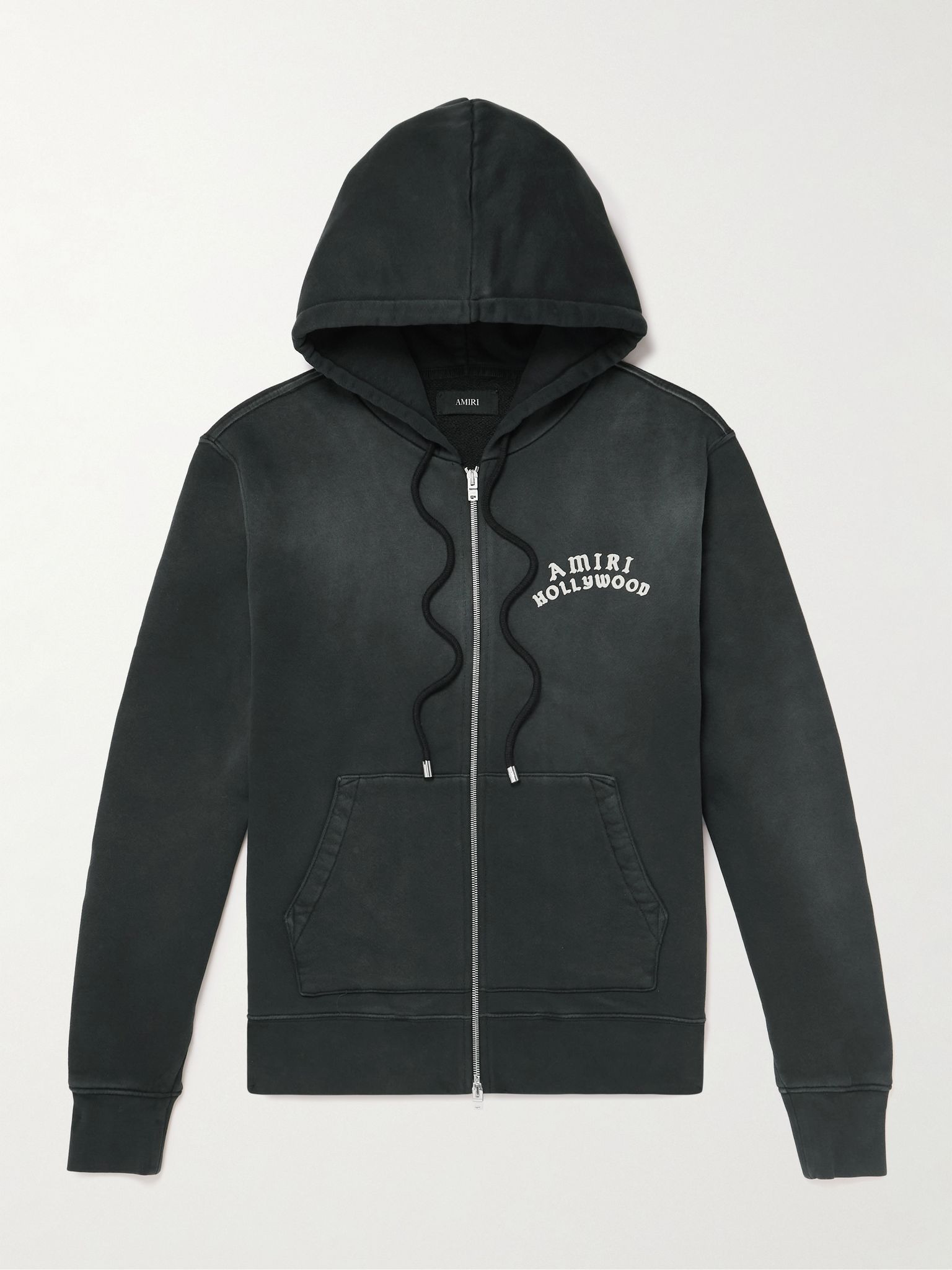 Hollywood Printed Cotton-Jersey Hoodie Black - 1