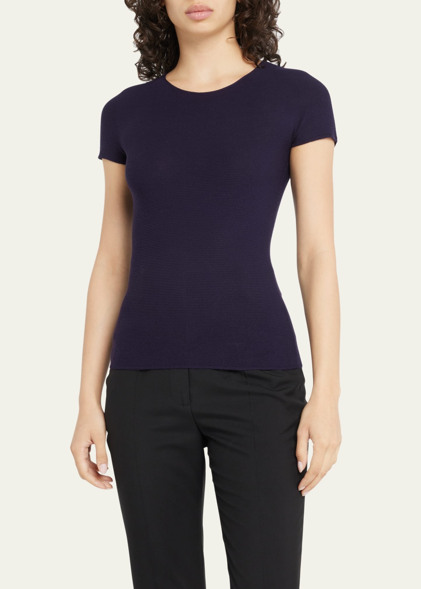 Rib Knit Short-Sleeve Top - 4