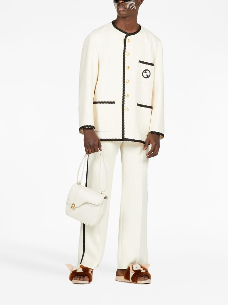 GUCCI Retro logo-patch tweed trousers outlook