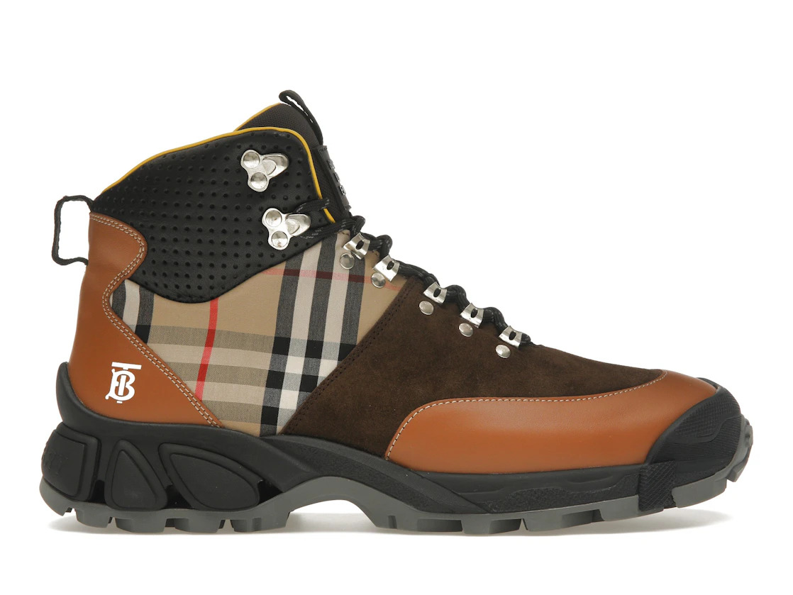 Burberry Vintage Check Tor Boots Beige Brown Black - 1