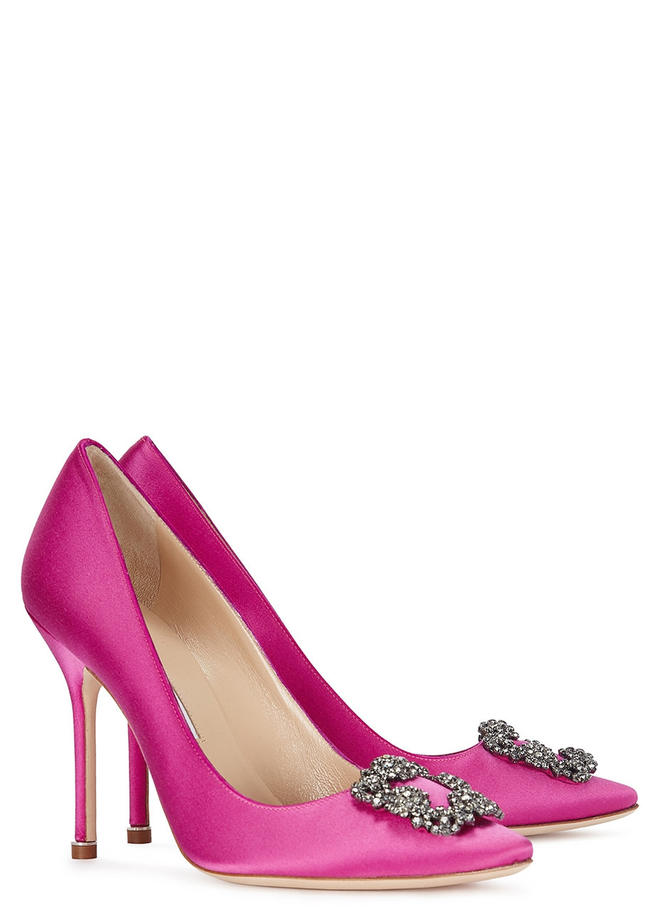 Hangisi 105 fuchsia silk satin pumps - 2
