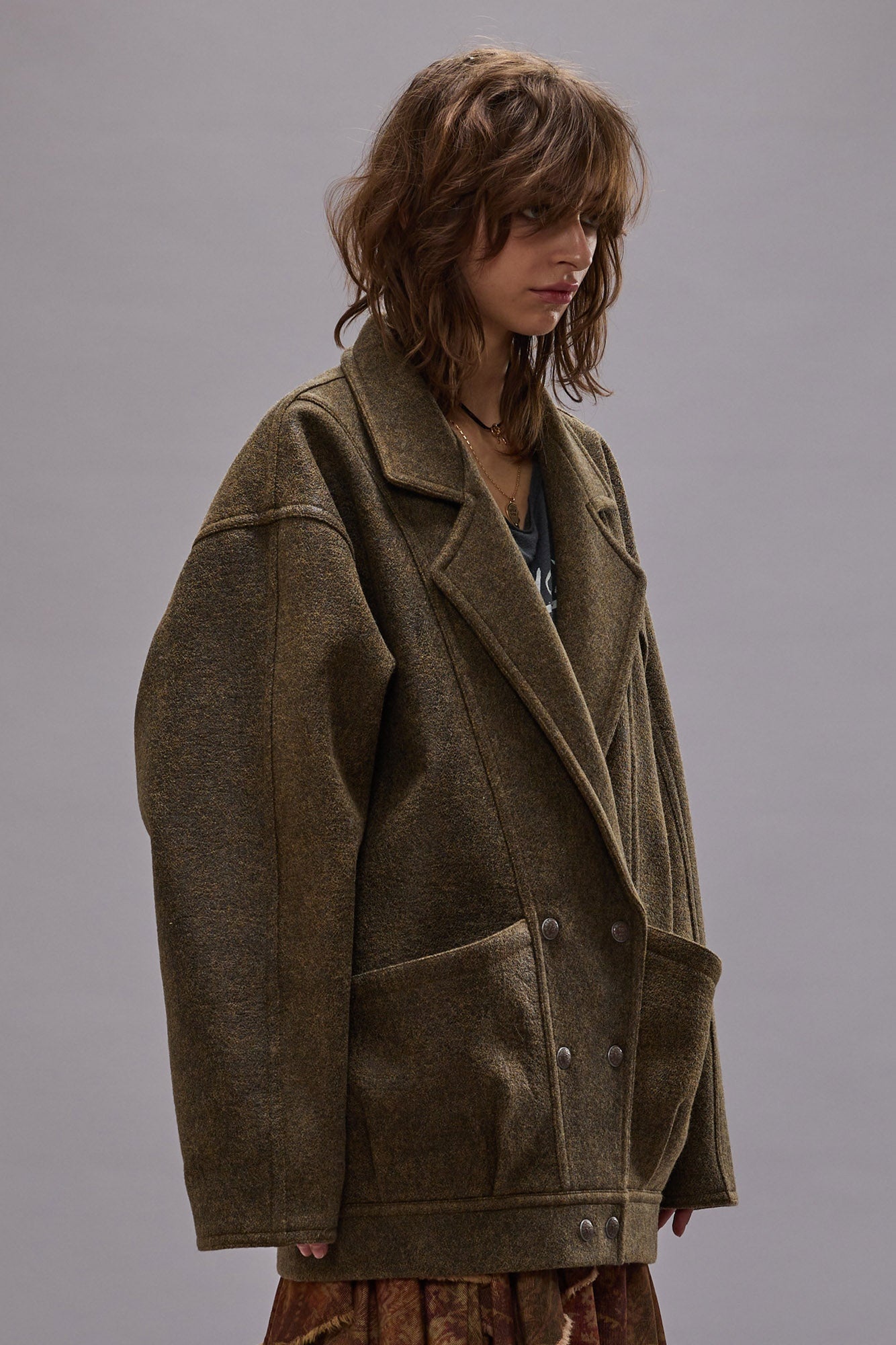 DOUBLE BREASTED JACKET - COATED WOOL - R13 - 6