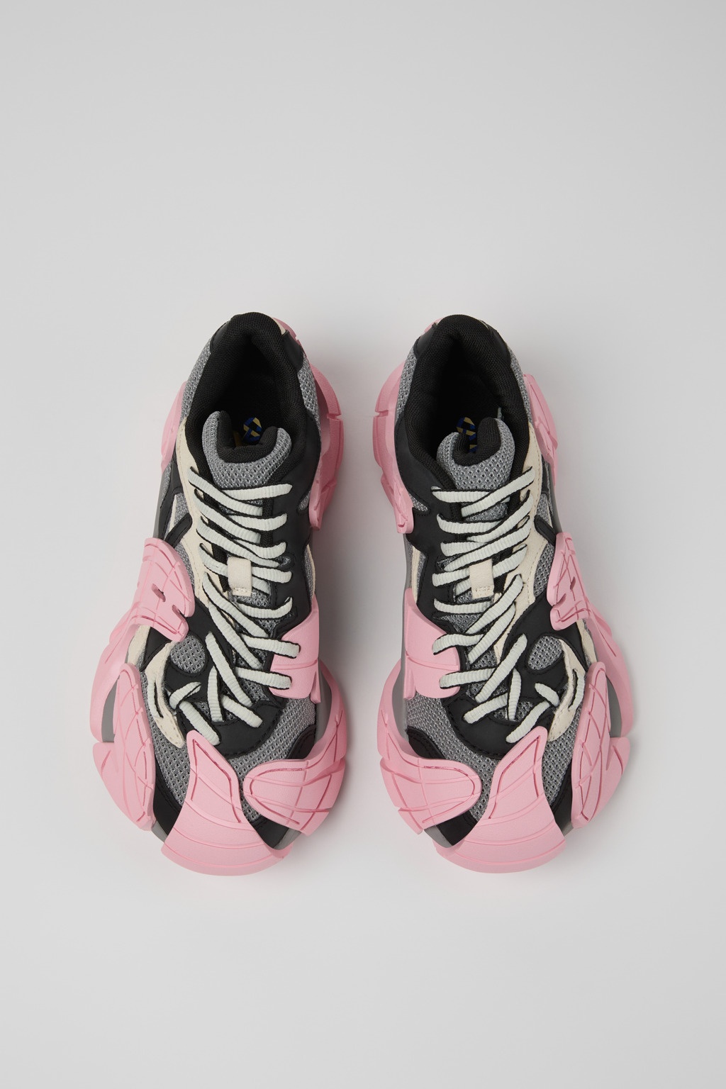 Gray and Black-White Textile Sneakers - 4
