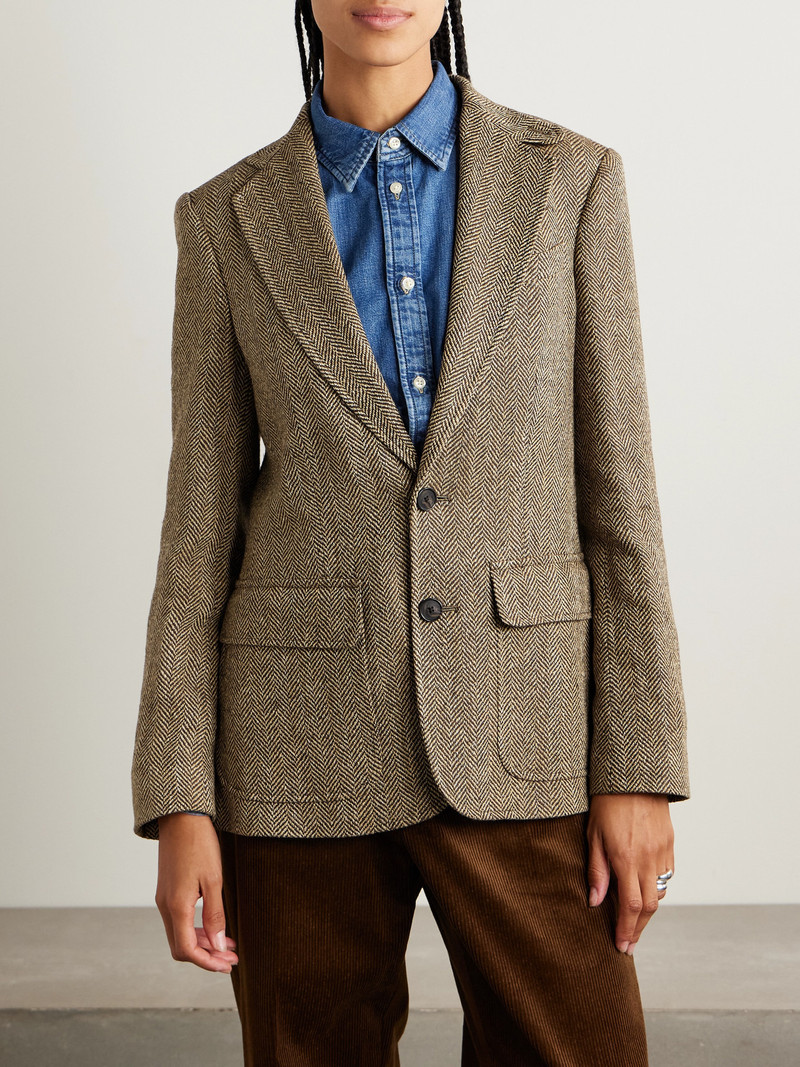 Herringbone Linen, Silk And Wool-blend Blazer 4