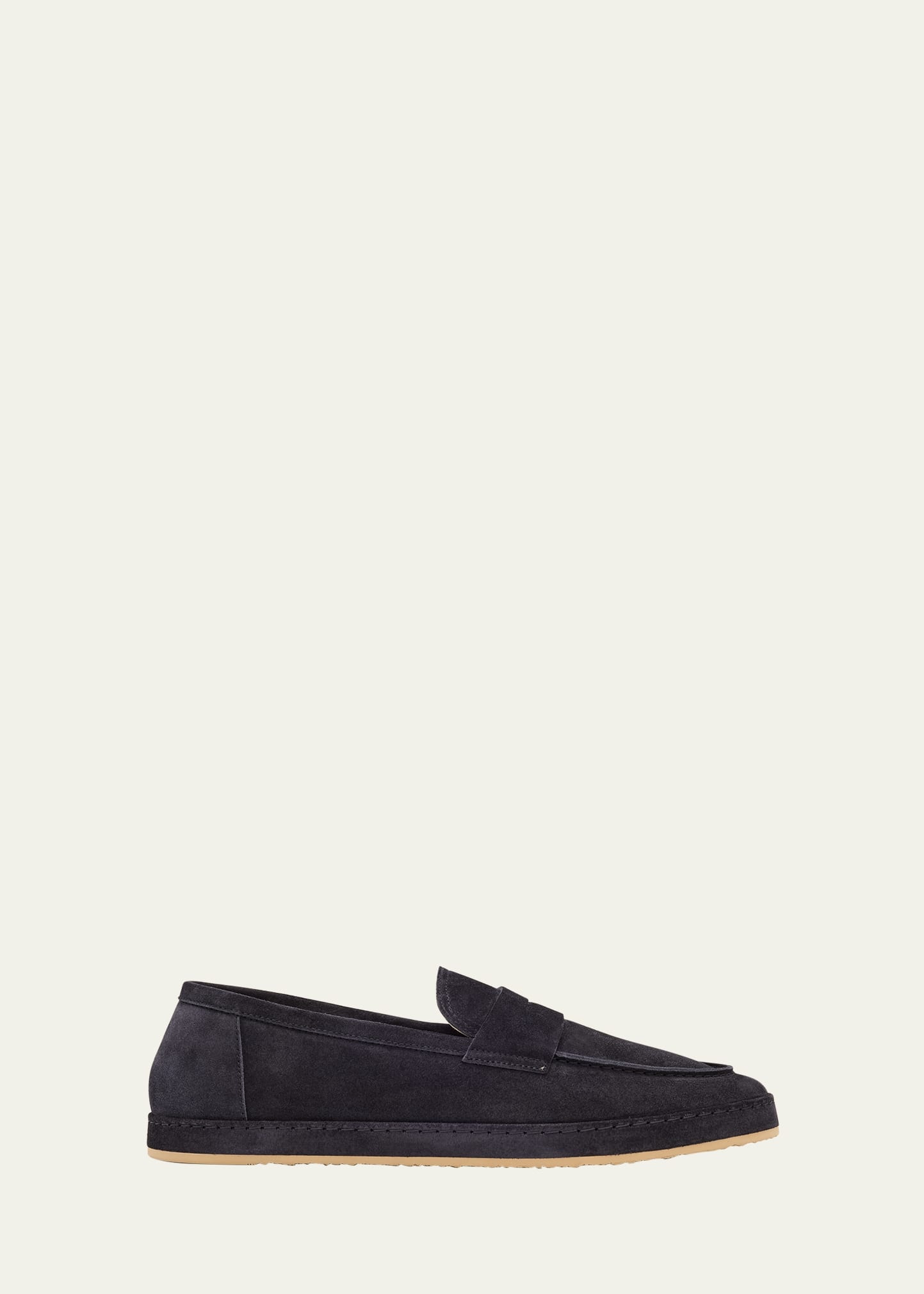 Men's Suede Rubber-Sole Penny Loafers - 1