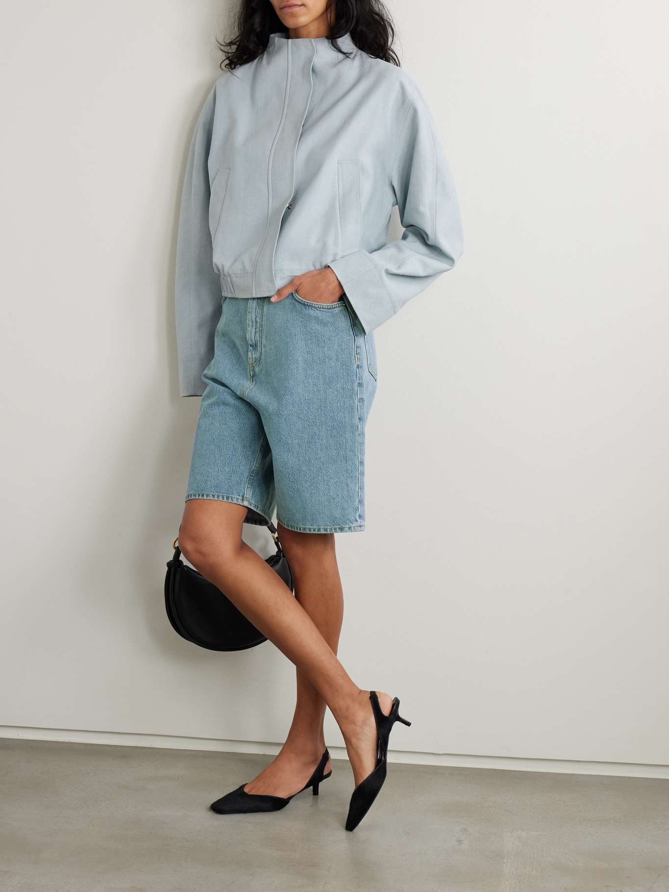 Isu high-rise organic denim shorts Light blue - 2