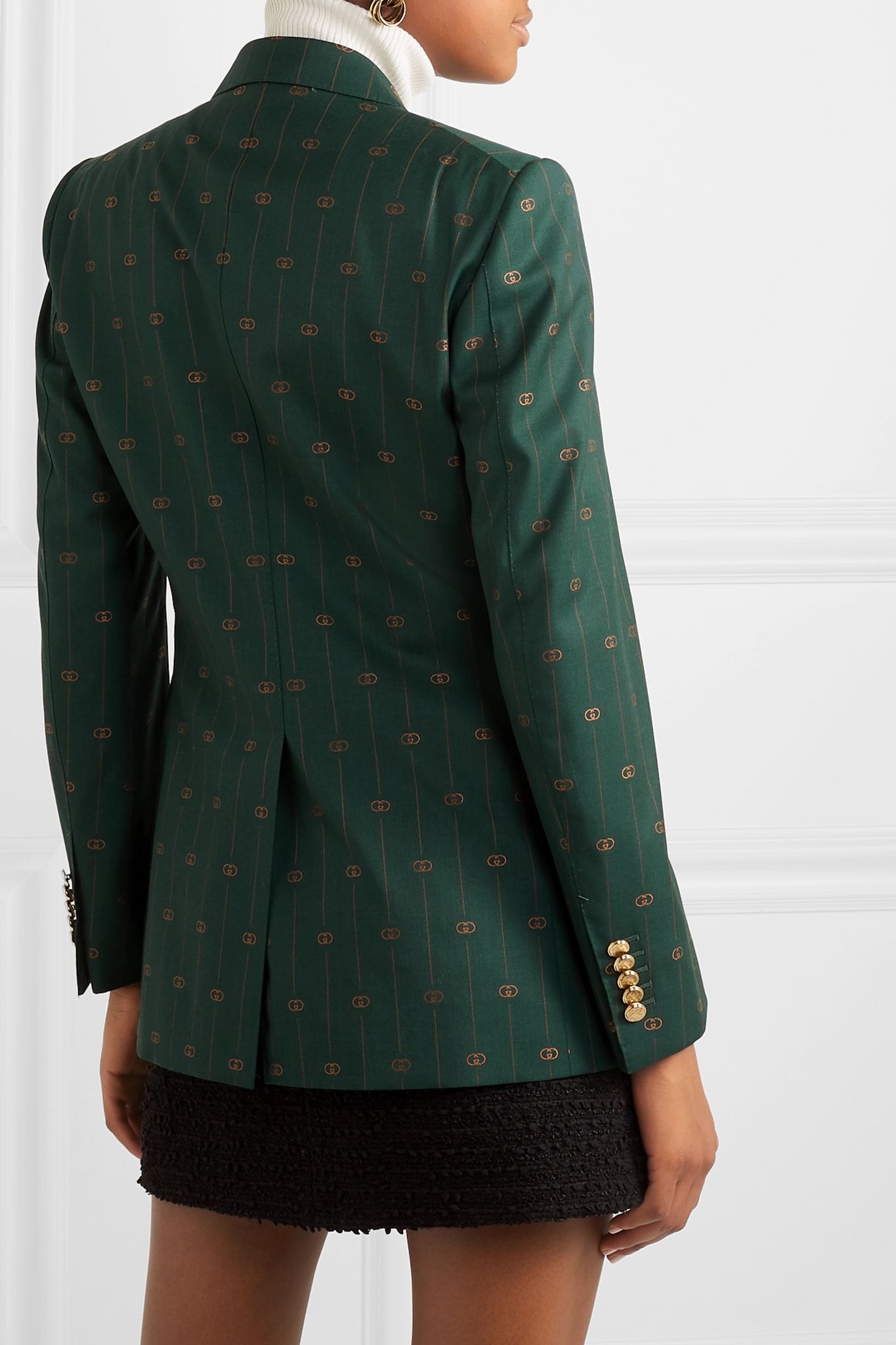 Wool-jacquard double-breasted blazer - 4