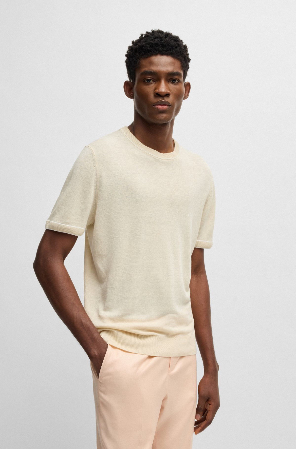 LINEN-BLEND SWEATSHIRT WITH TIPPING - 2