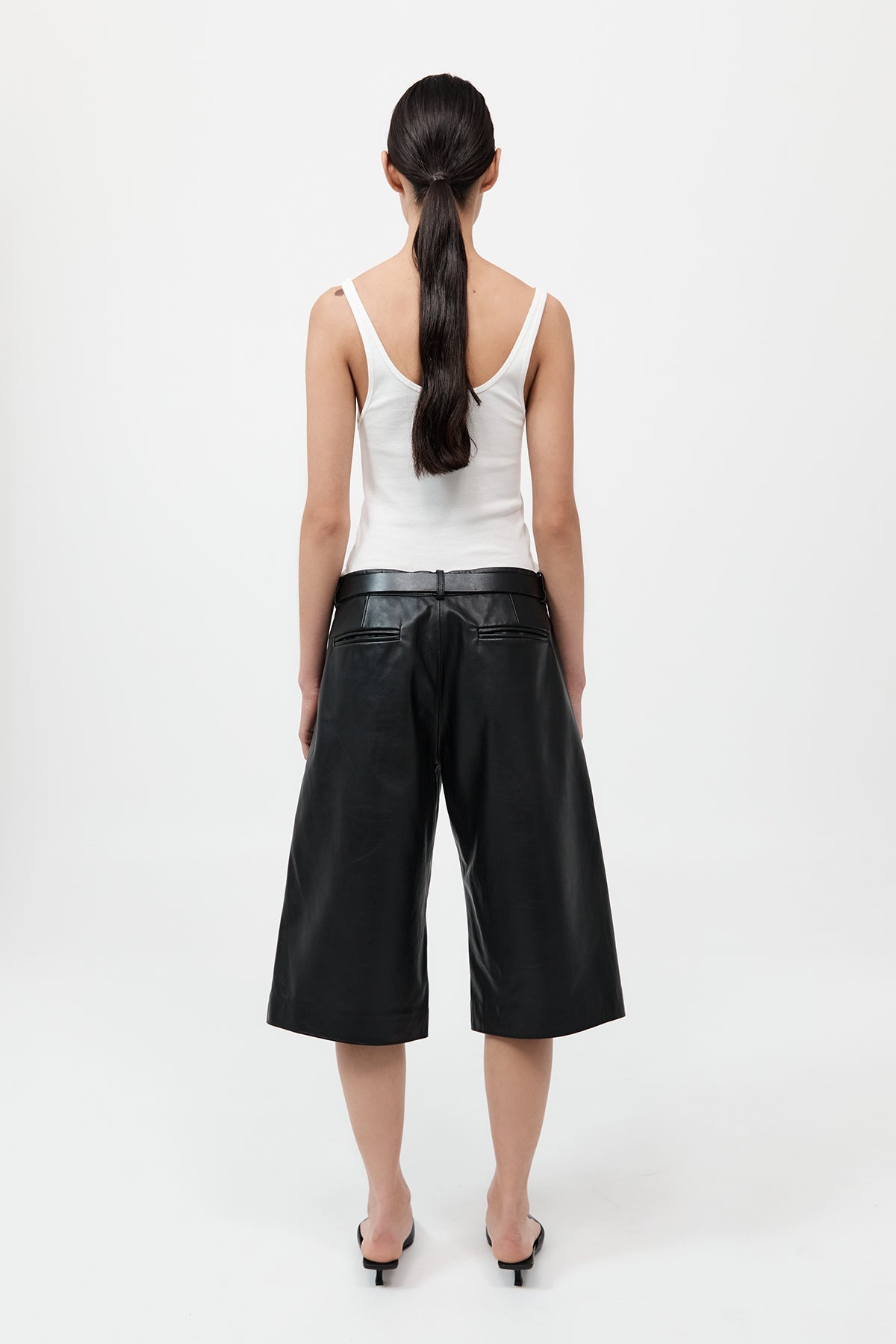 Leather Bermuda Shorts - Black - 6