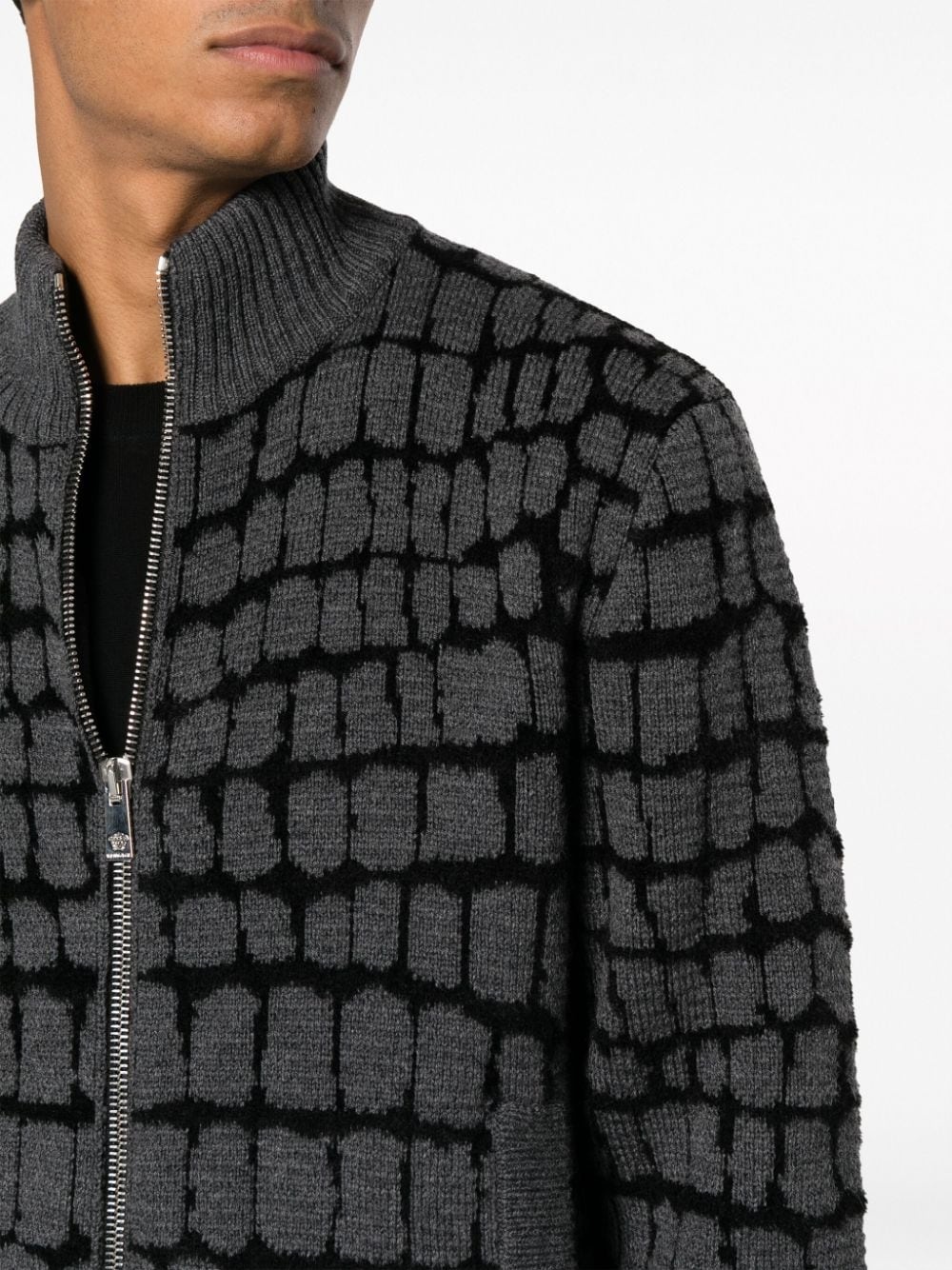 intarsia-knit zip-front sweatshirt - 5