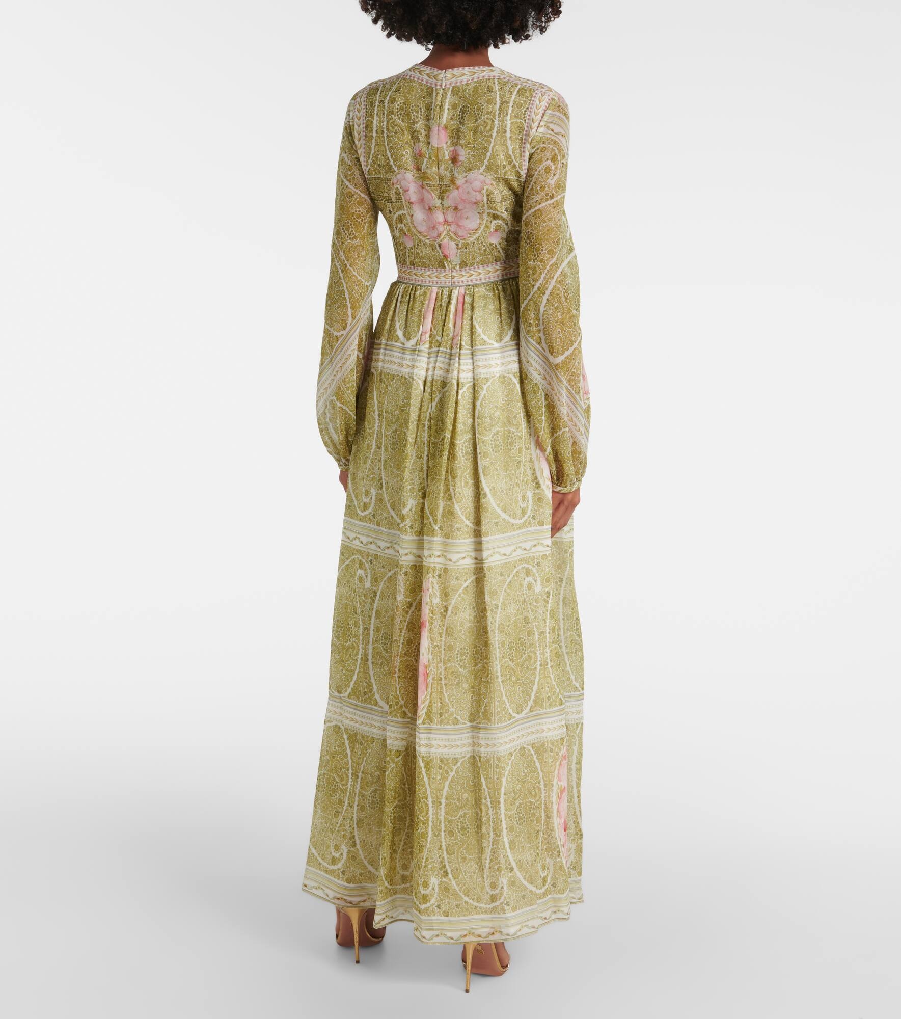 Floral silk georgette maxi dress - 3