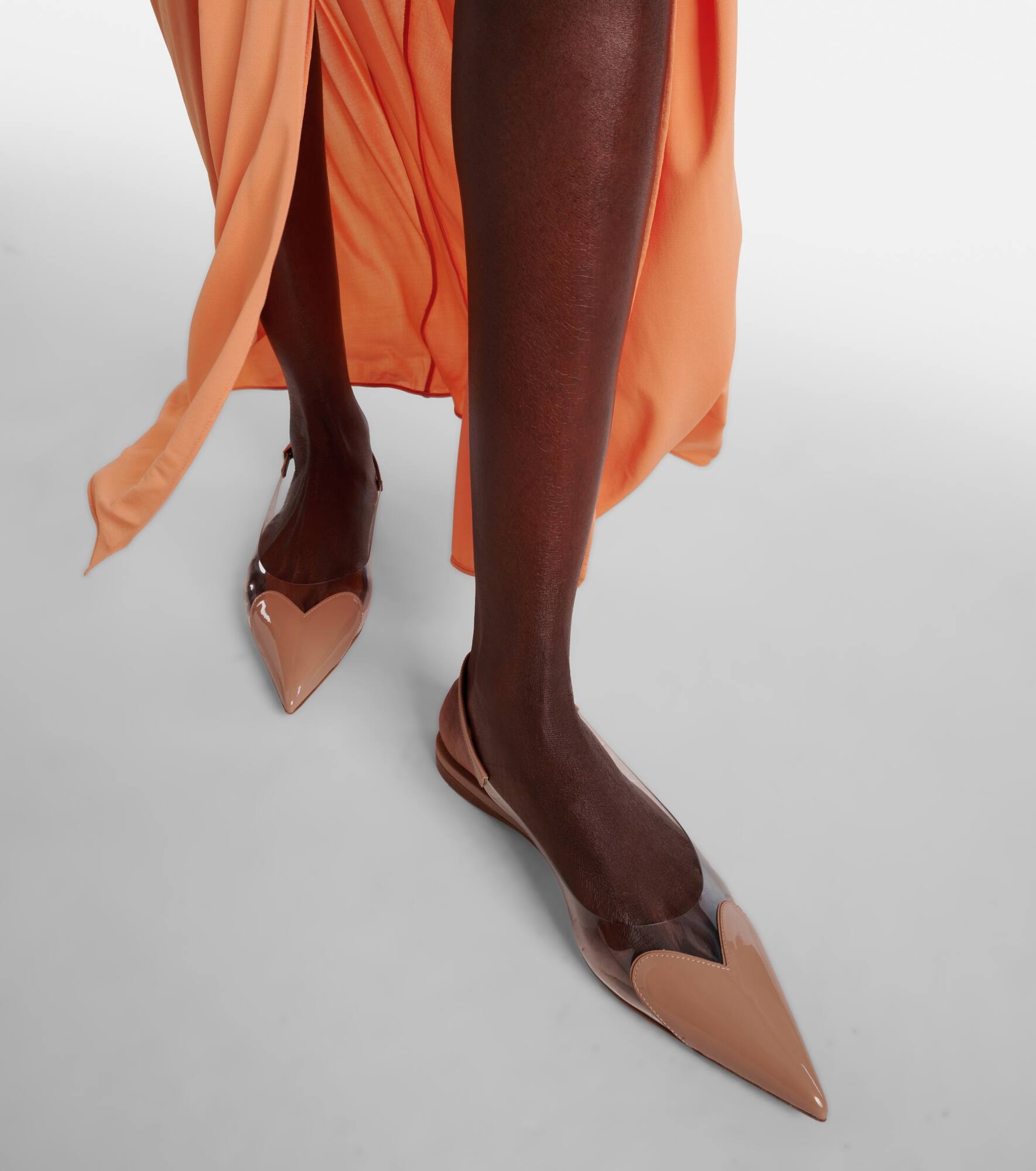 Le Cœur patent leather and PU slingback flats - 4