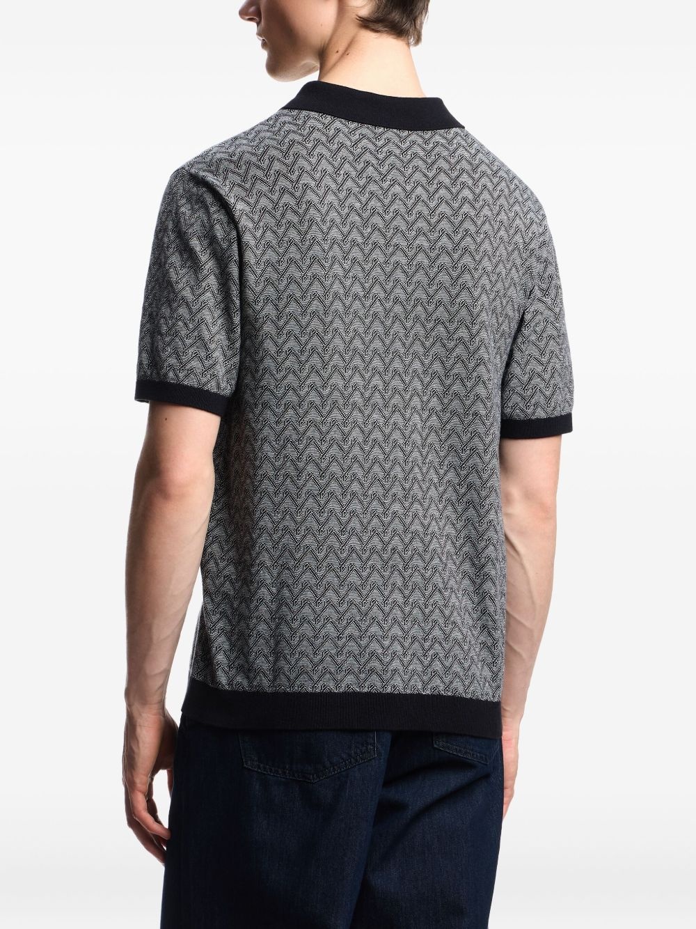 chevron-pattern polo shirt - 4