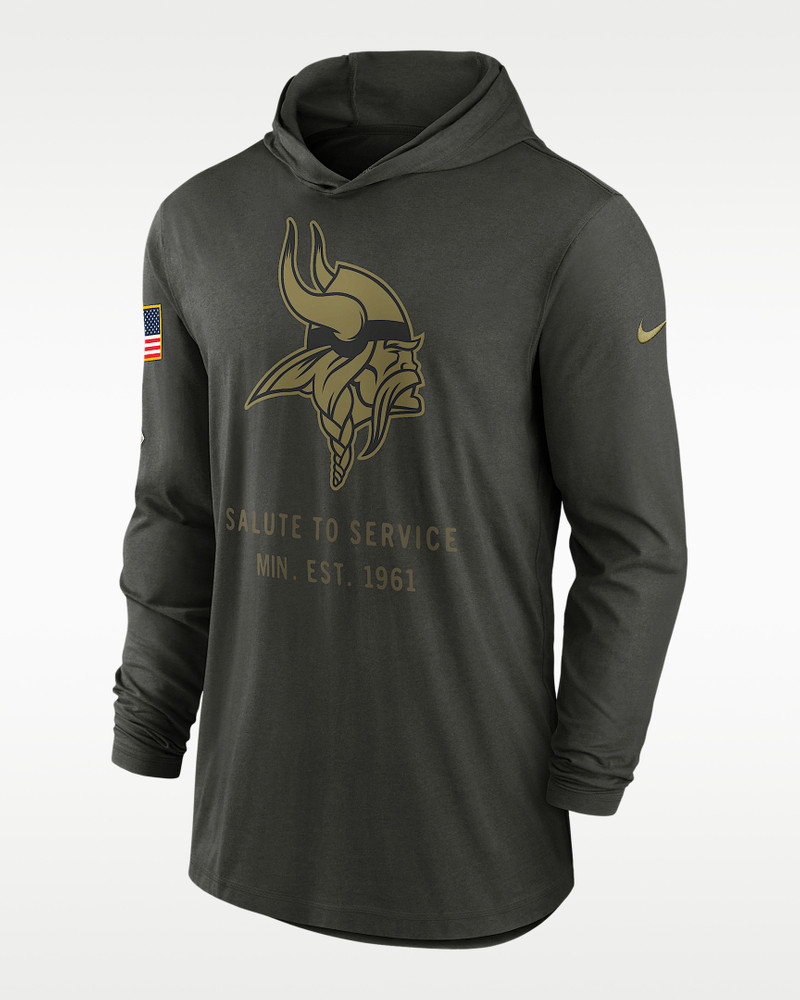 Minnesota Vikings Salute to Service Sideline Men’s Nike Dri-FIT NFL Long-Sleeve Hooded Top 1