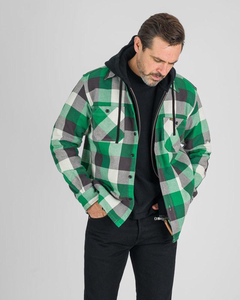 Iron Heart ULTRA HEAVY FLANNEL VINTAGE CHECK WORK OVERSHIRT - GREEN outlook