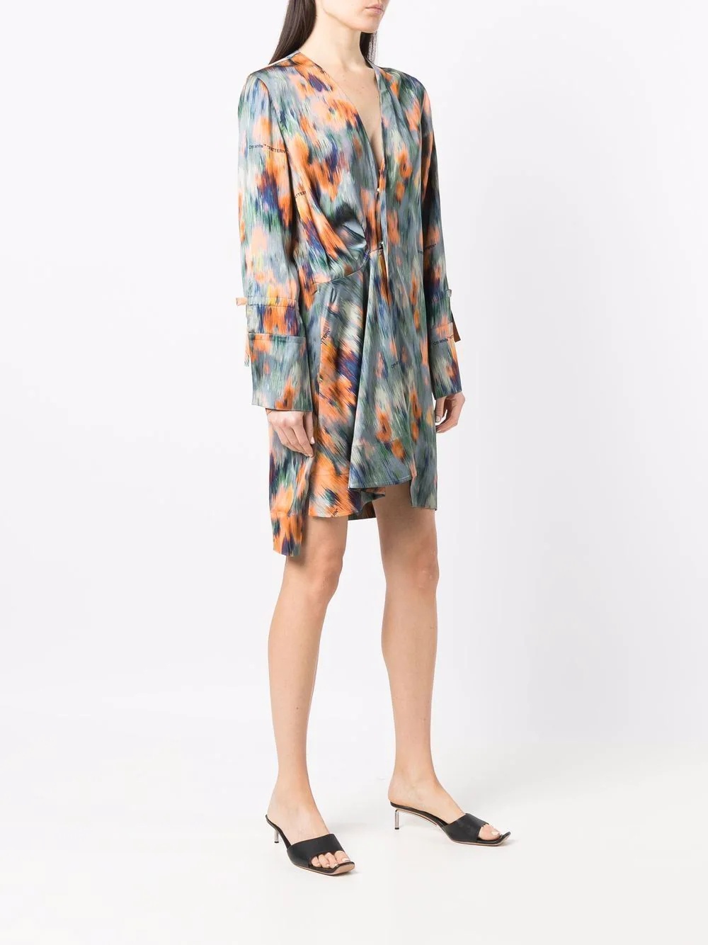 abstract-print draped dress - 3