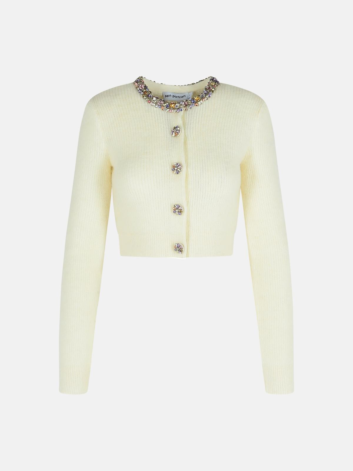 CREAM ALPACA BLEND CARDIGAN - 1
