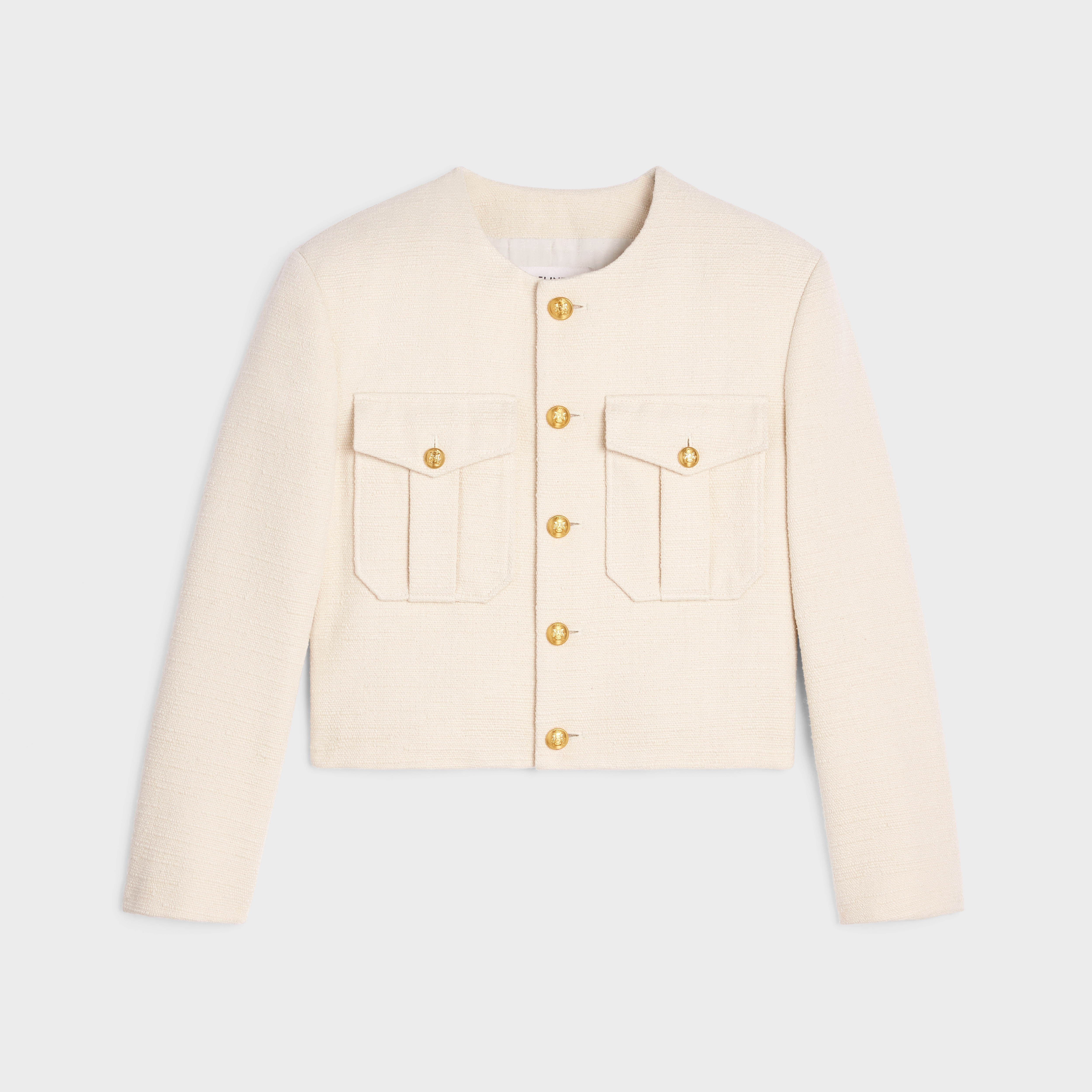 Cropped military jacket in silk rush - 1