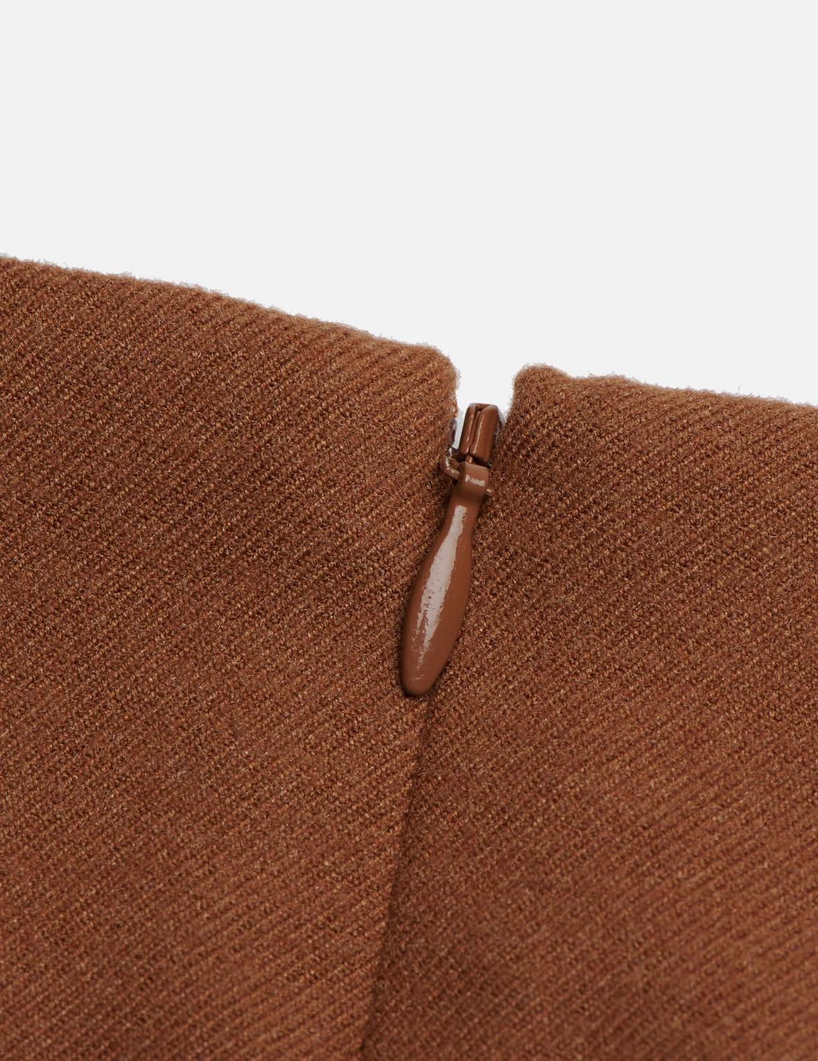 Leather Pocket Flap Asymmetric Skirt - 13