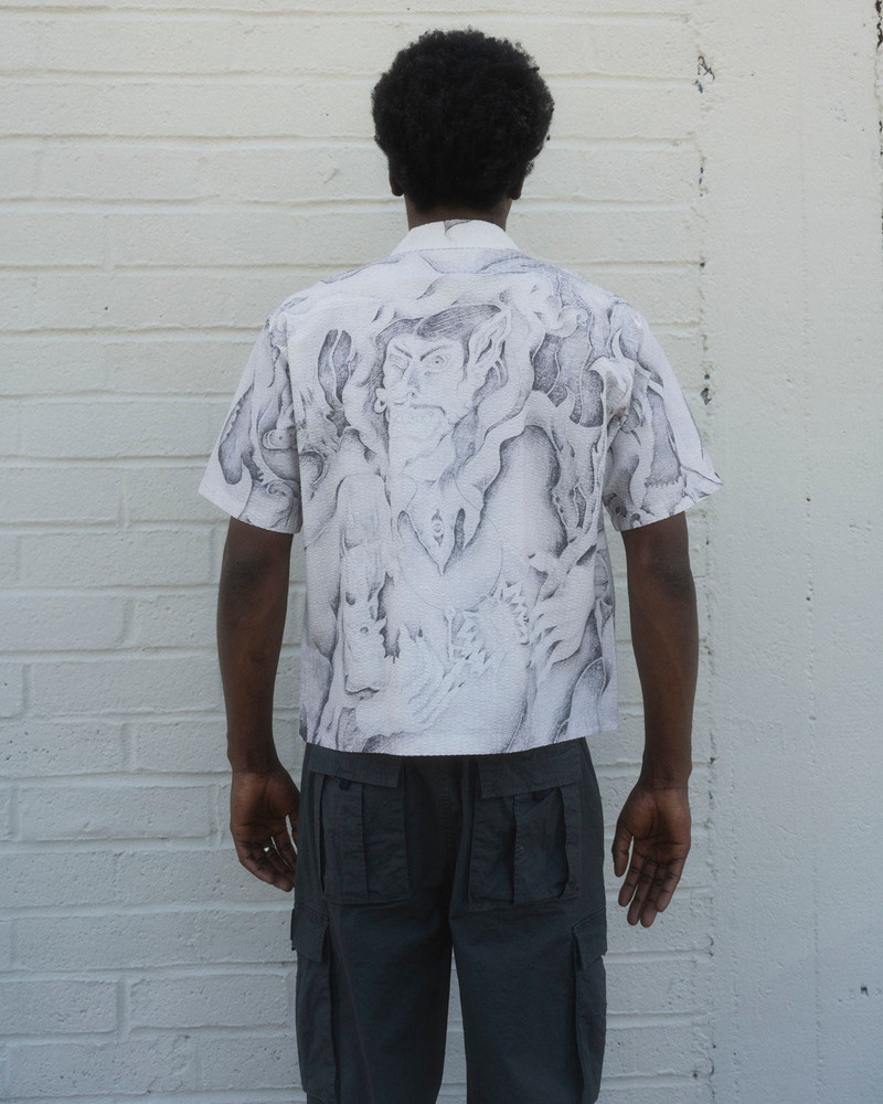 Dragonspeaker Seersucker Short Sleeve Button Up - White Multi 7