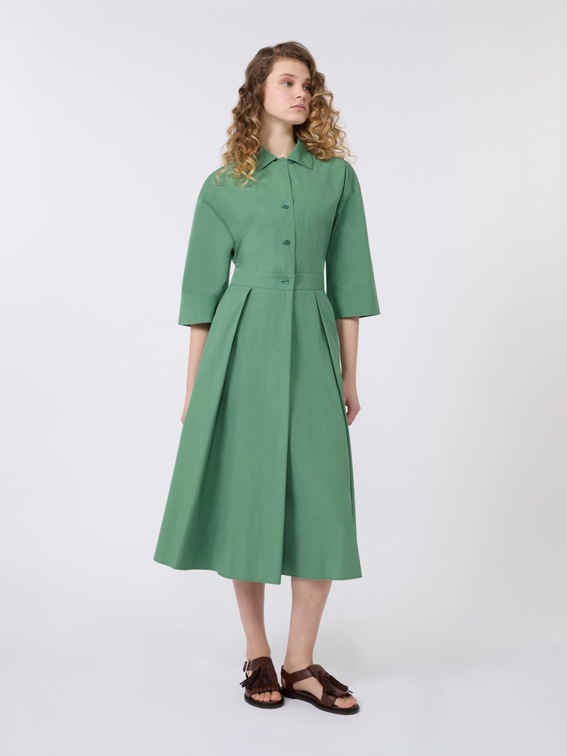 PADANA Cotton-poplin midi shirt dress - GREEN 3