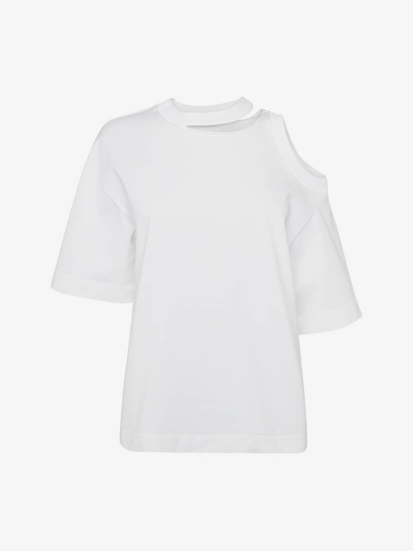 Women's Cut-out T-shirt in Optical White - 1
