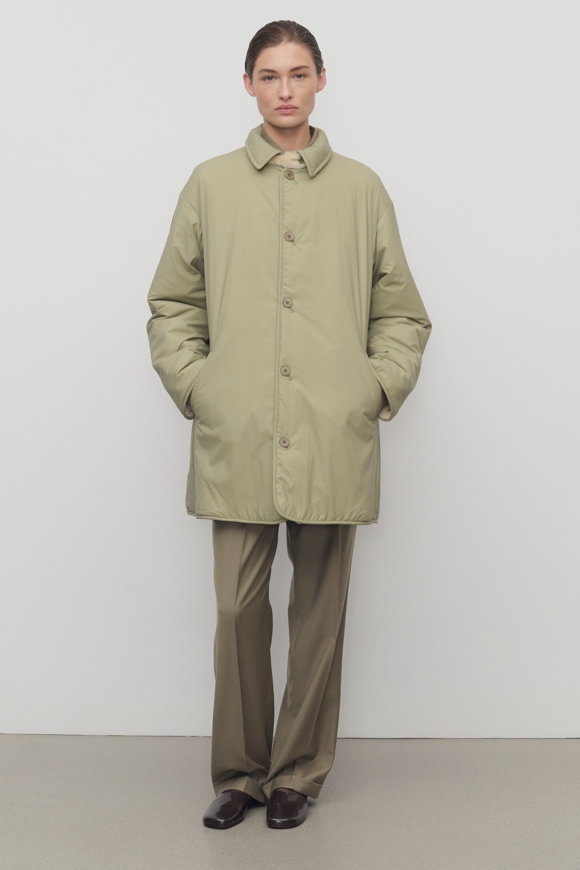 Aurelia Coat in Shearling and Nylon - 8