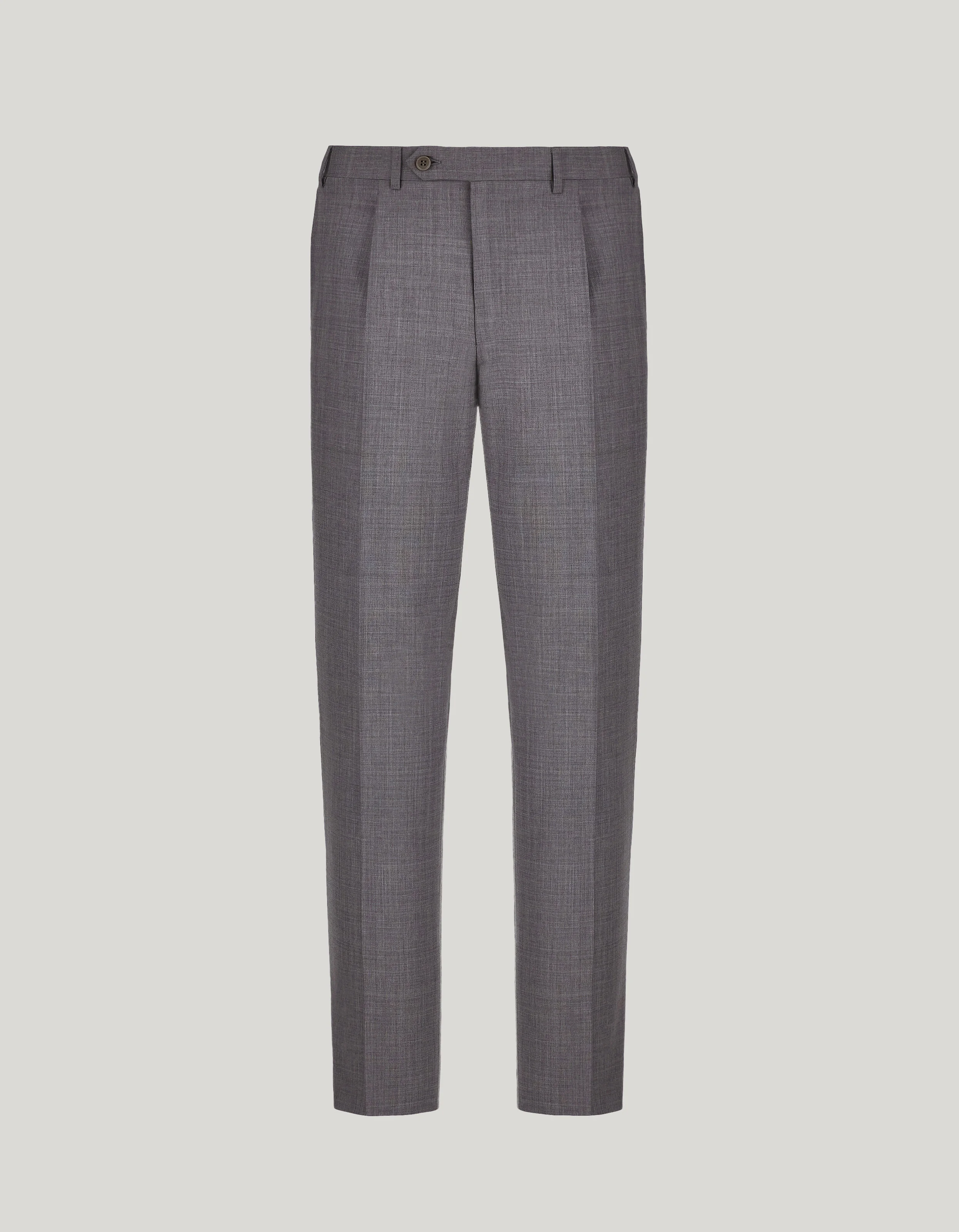 GRAY PURE IMPECCABILE WOOL REGULAR-FIT PANTS WITH PLEAT - 1