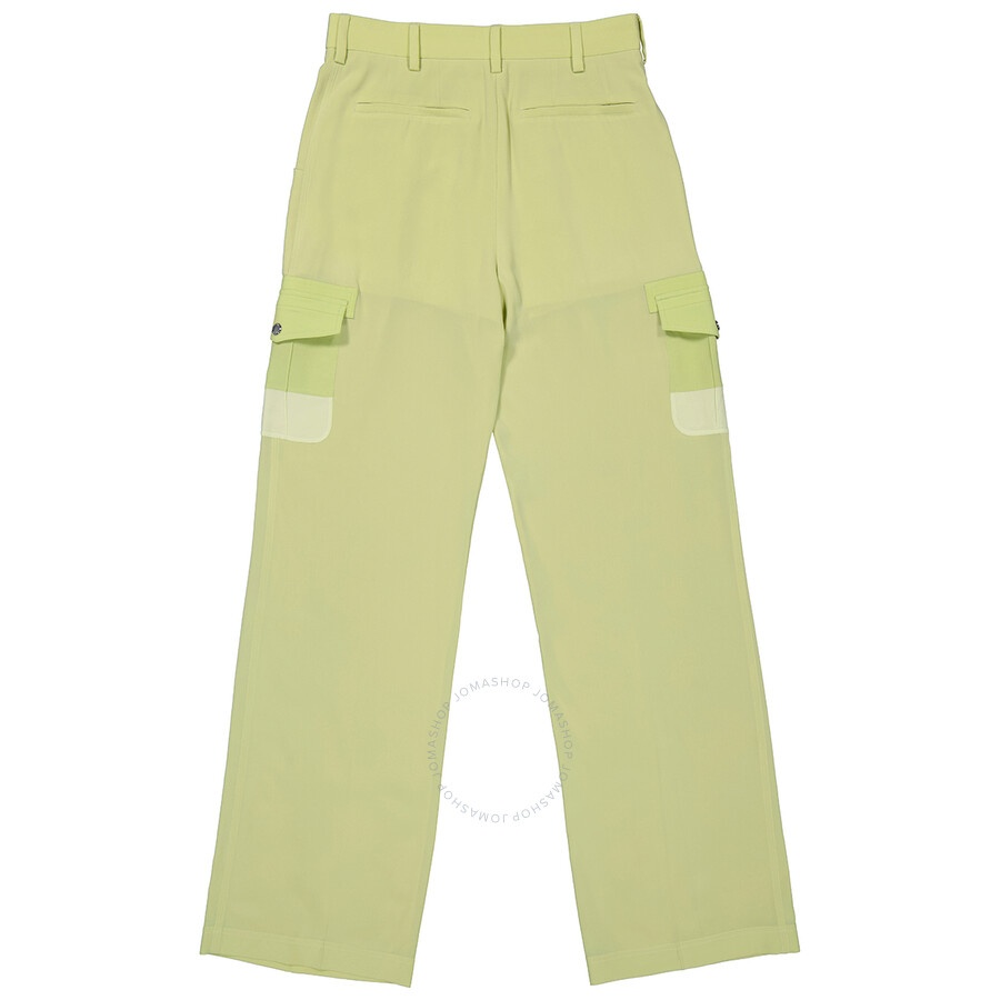 Burberry Ladies Mist Green Nell Mid-Rise Silk Crepe De Chine Cargo Trousers - 7