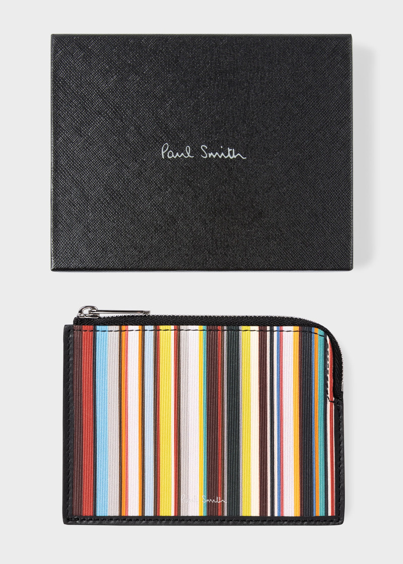'Signature Stripe' Zip-Around Wallet 5