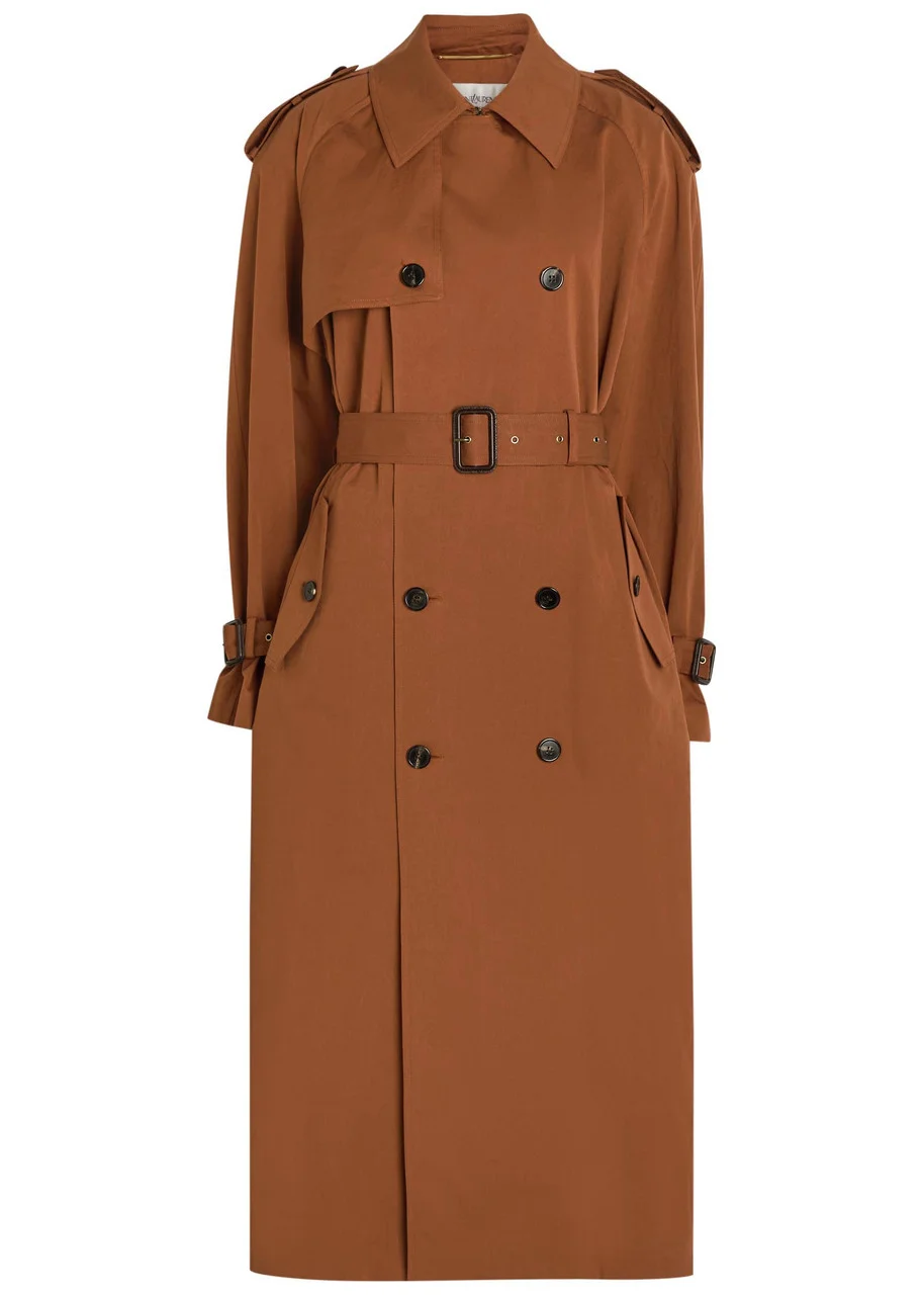 Saint Laurent Double-breasted Cotton and Silk-blend Trench Coat - 1