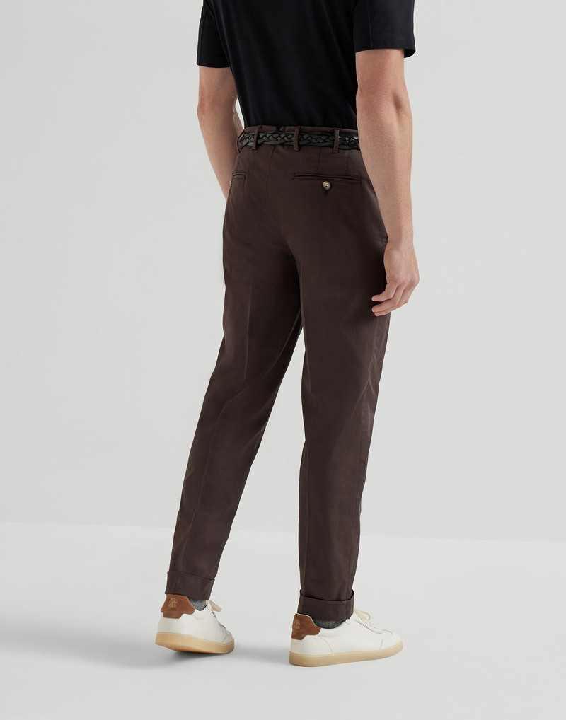 Brunello Cucinelli Garment-dyed American Pima cotton comfort gabardine Italian fit trousers outlook