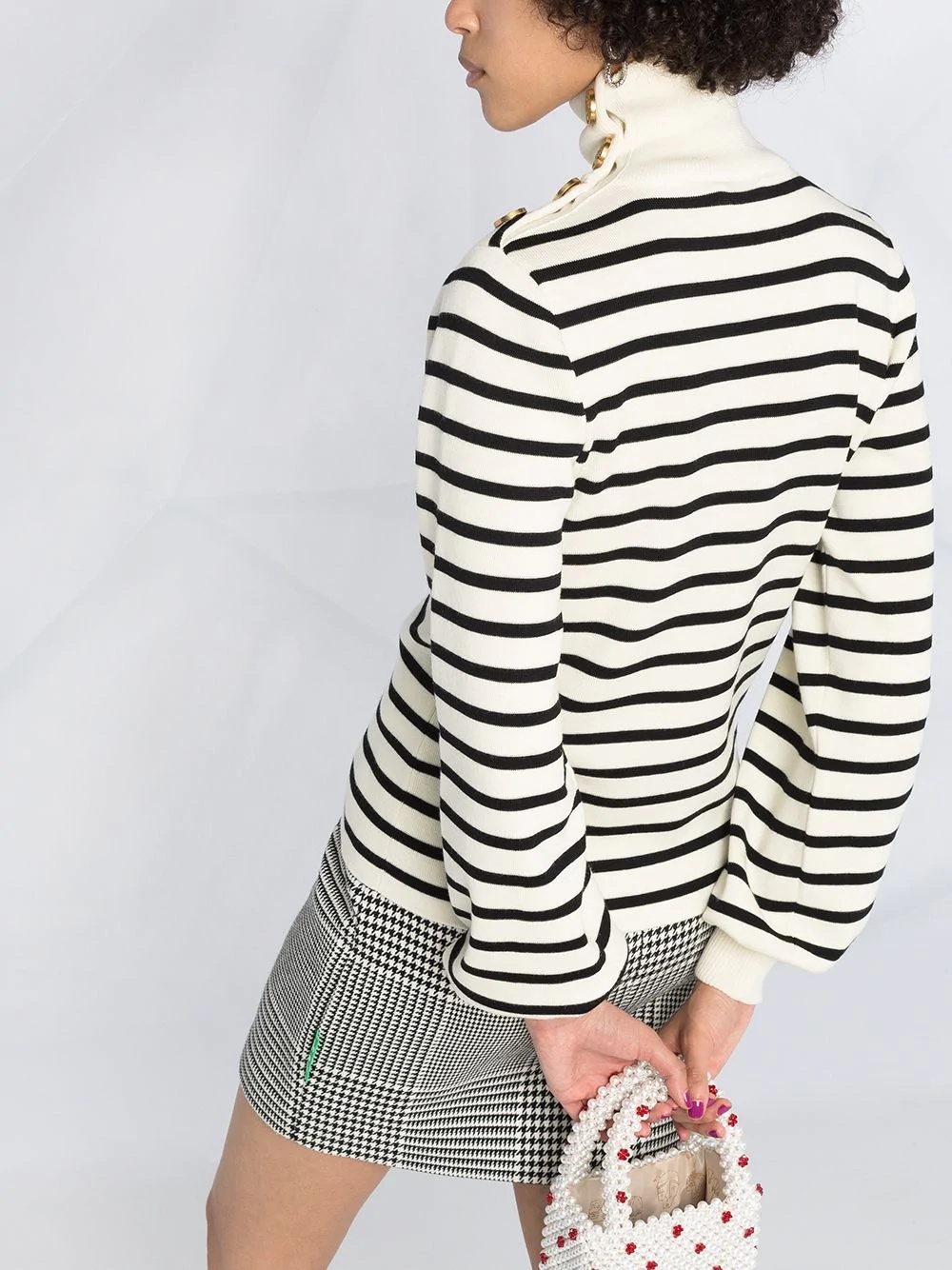 buttoned-shoulder striped jumper - 3