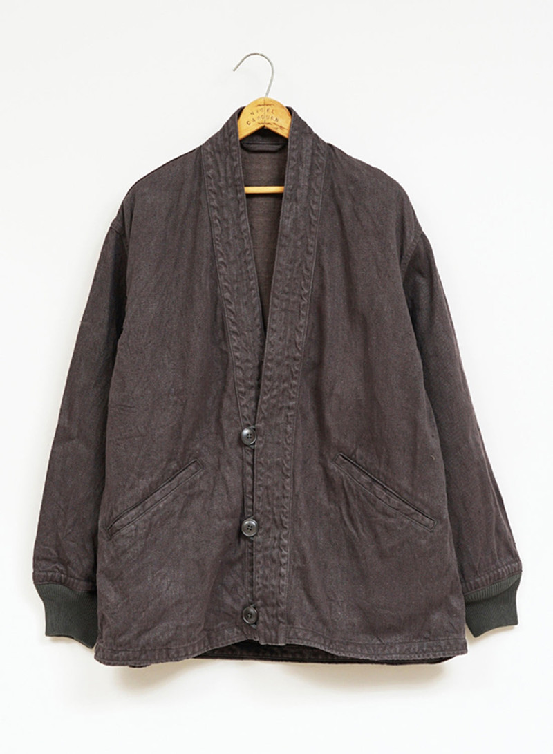M43 Type Work Jacket Hemp Denim in Charcoal 1