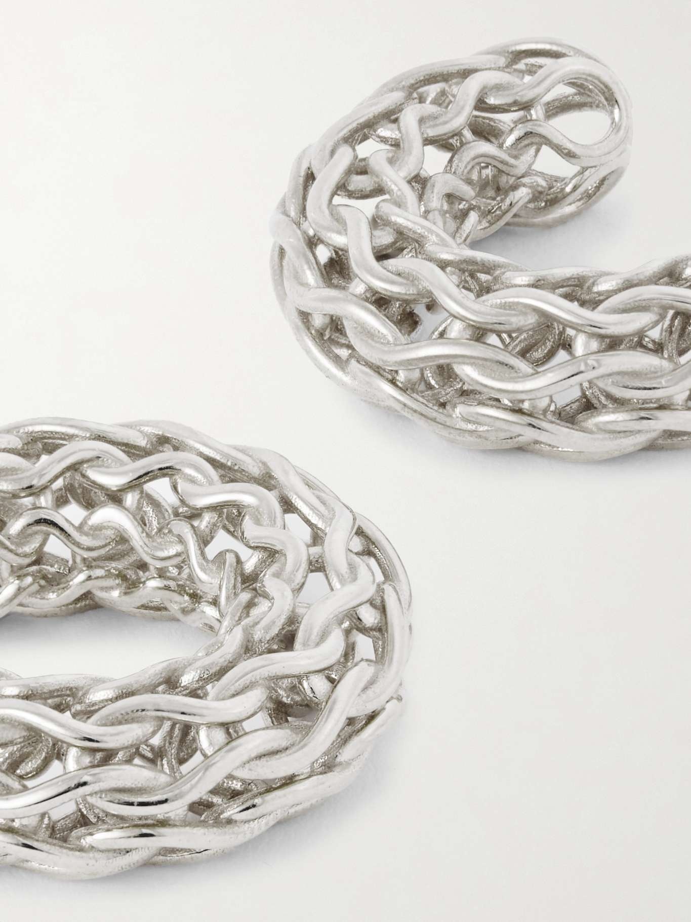 Crochet silver hoop earrings - 4