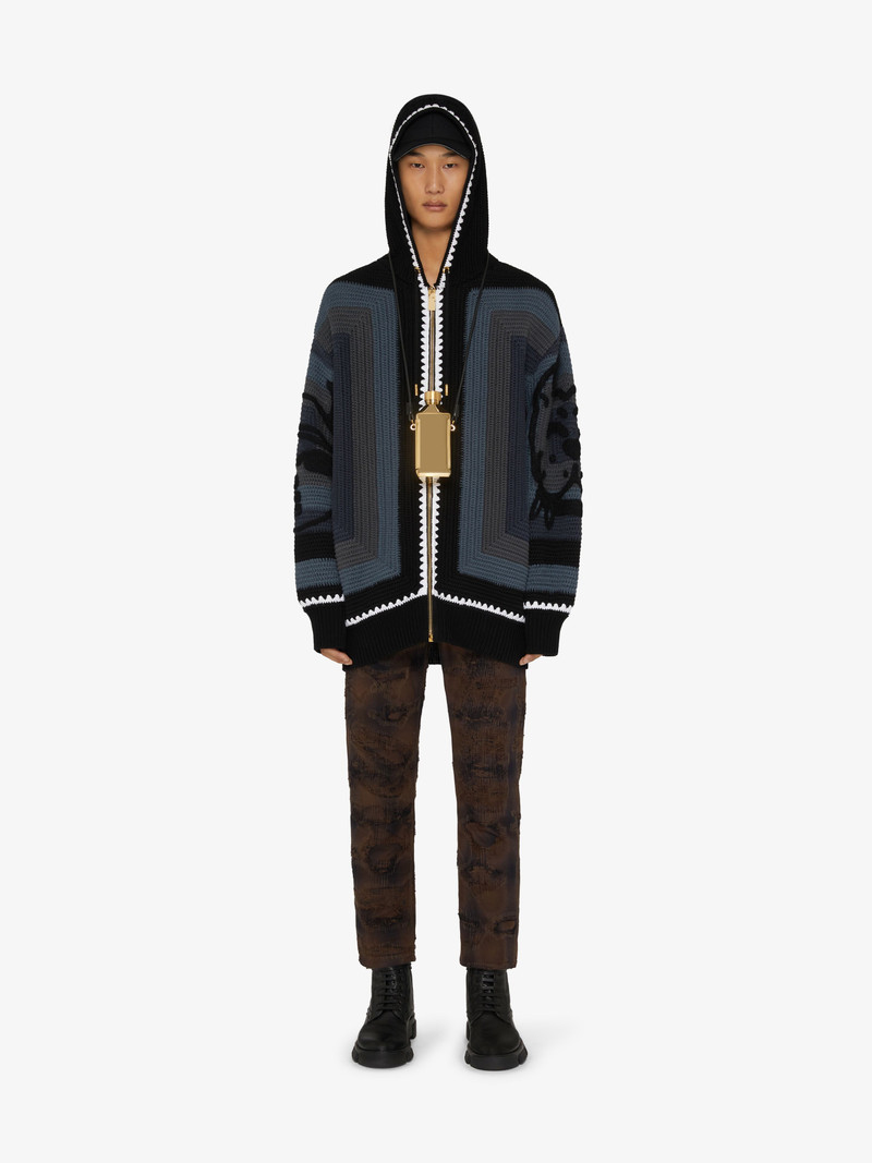 Givenchy HOODIE IN CROCHET WITH TAG EFFECT PATTERN outlook
