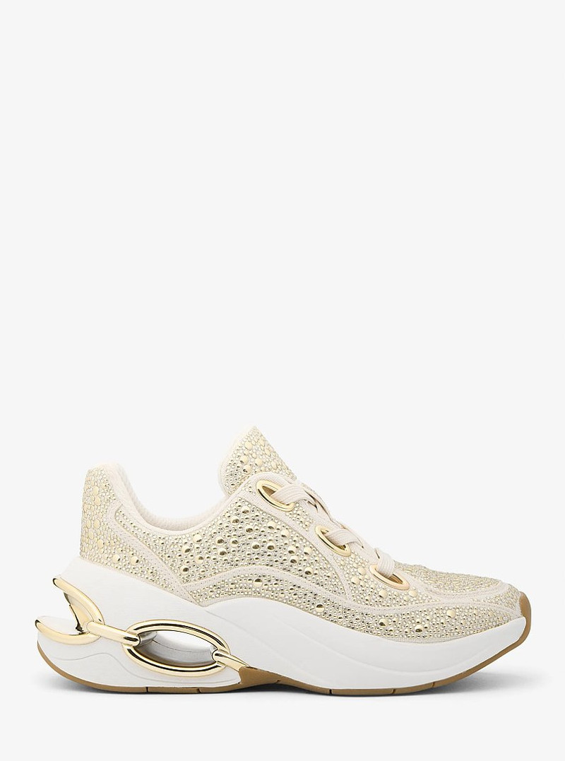 Toni Embellished Linen Blend Trainer 1